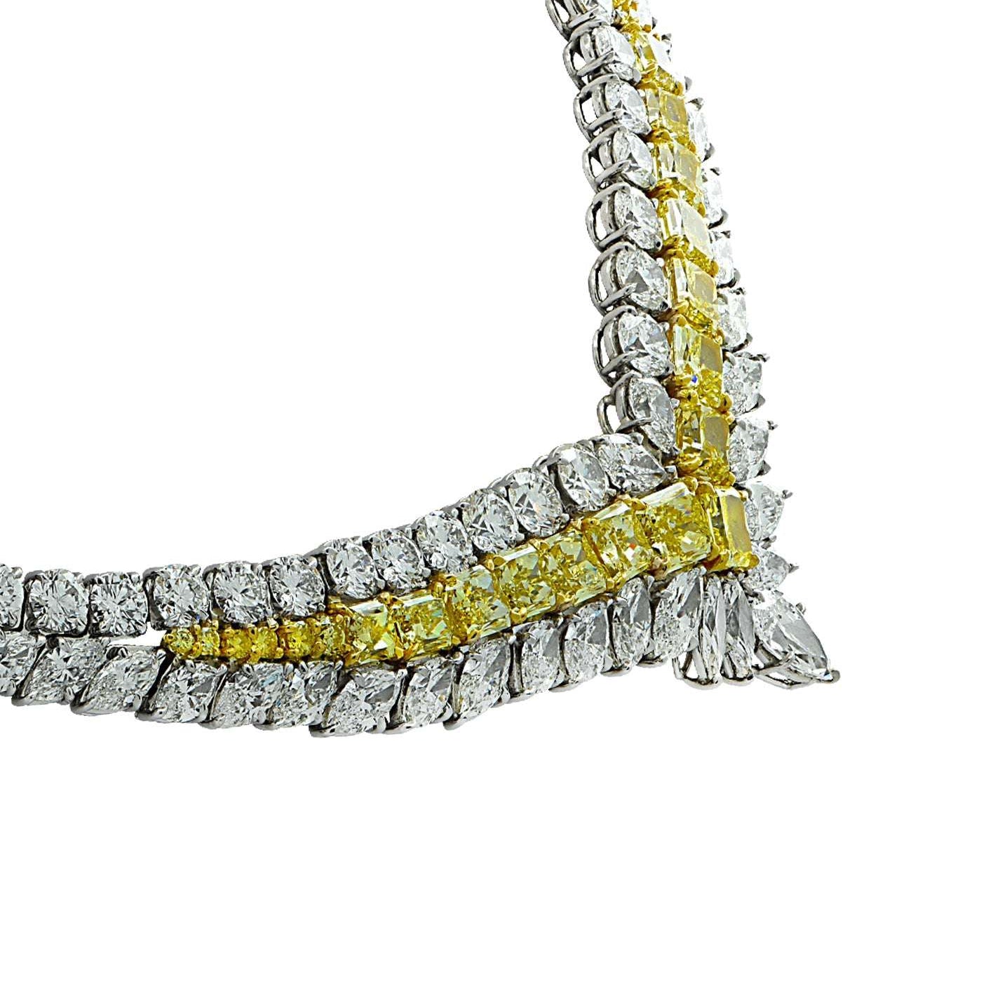 80ct Fancy Intense Yellow & White Diamond Necklace in Platinum & Gold by VIVID – V30554 Vivid Diamonds