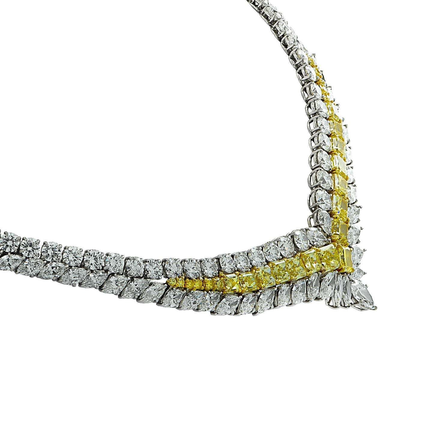 80ct Fancy Intense Yellow & White Diamond Necklace in Platinum & Gold by VIVID – V30554 Vivid Diamonds