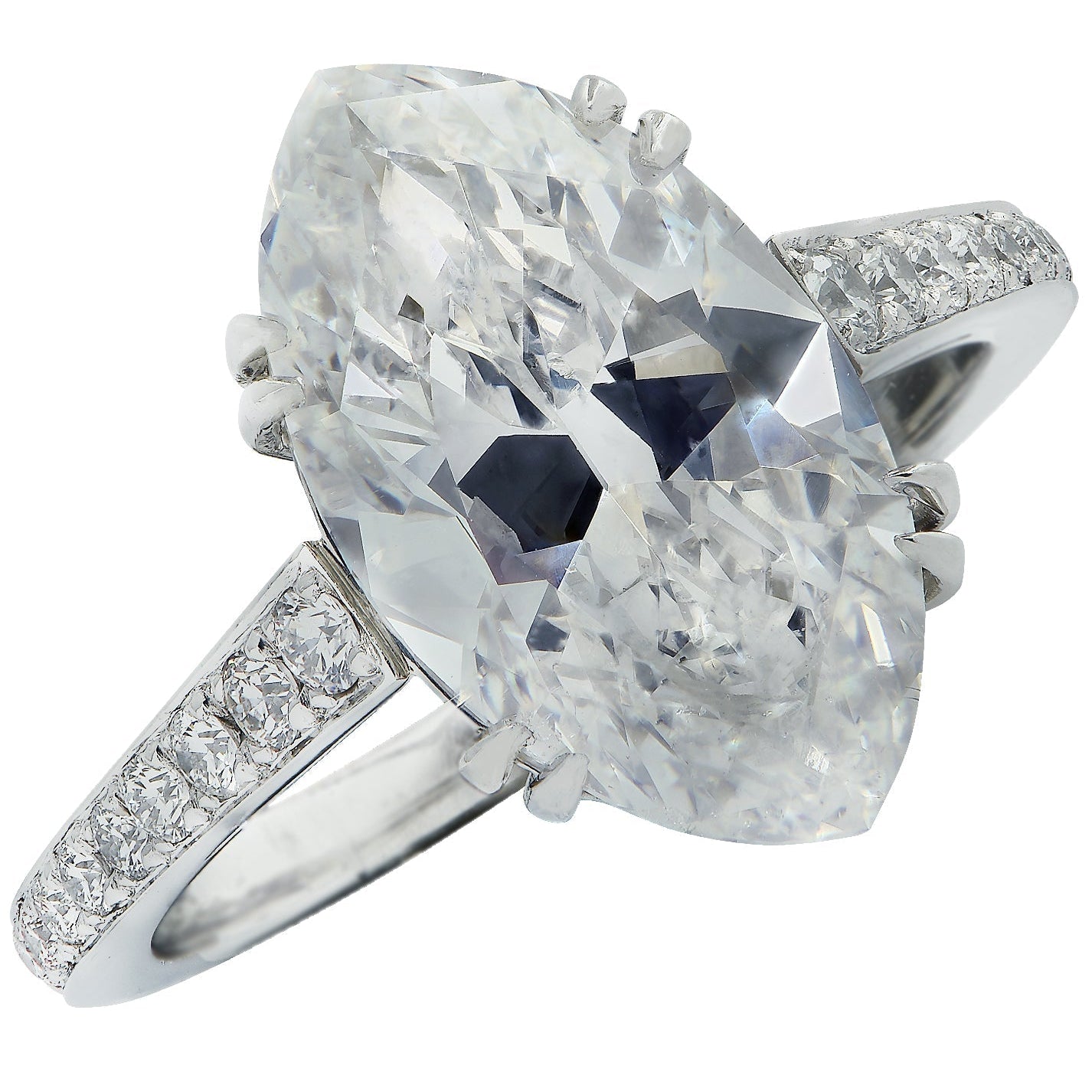 Luxury 4.65 Ct GIA Certified Marquise Cut Diamond Engagement Ring in Platinum by Vivid Diamonds, showcasing the stunning marquise diamond and elegant band design.