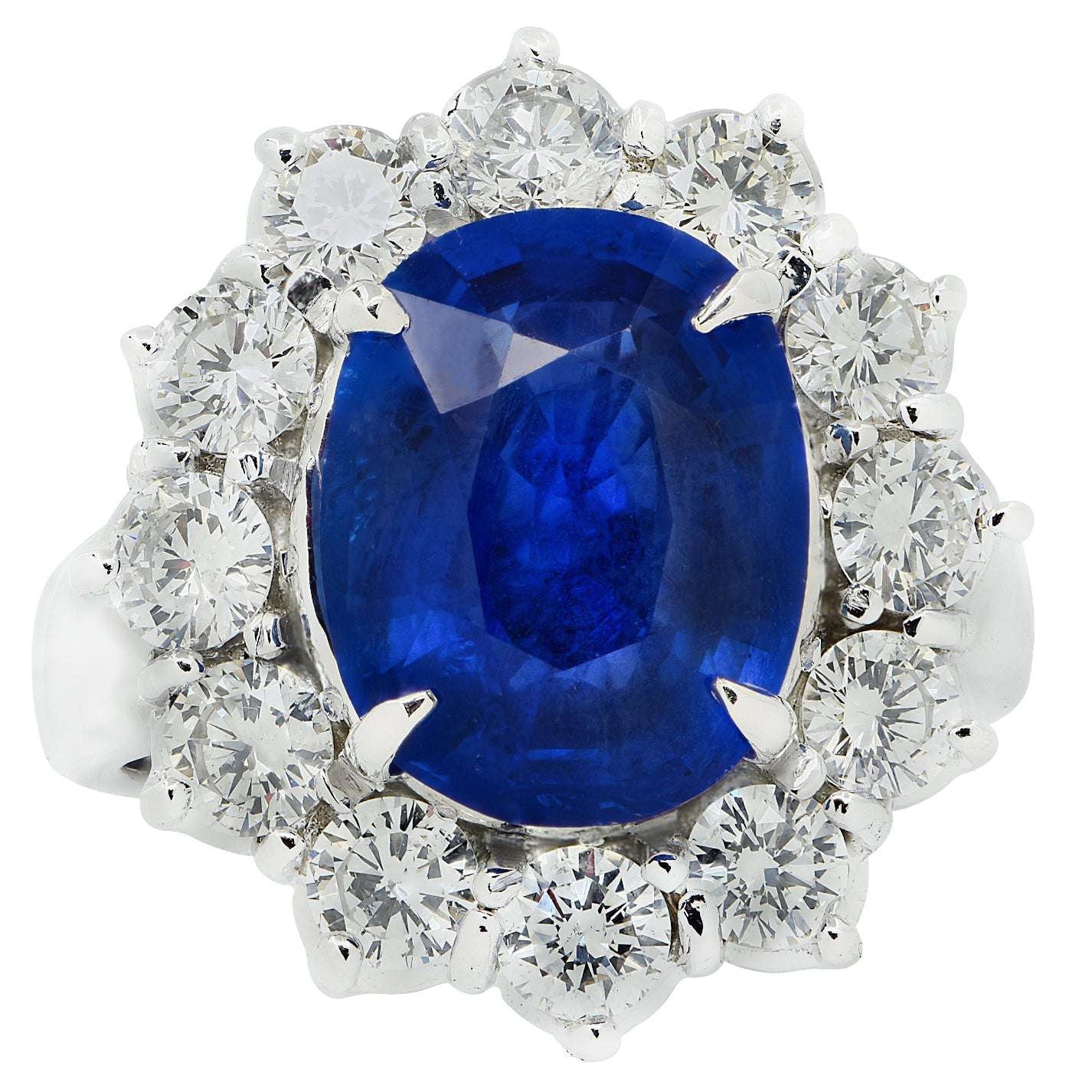 Vivid Diamonds AGL Certified 5.91 Carat Burma No Heat Sapphire & Diamond Ring -V31480 Vivid Diamonds