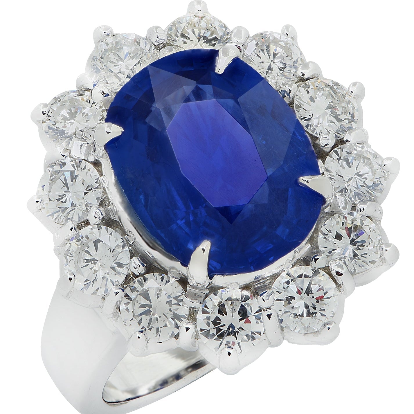 Vivid Diamonds AGL Certified 5.91 Carat Burma No Heat Sapphire & Diamond Ring -V31480 Vivid Diamonds