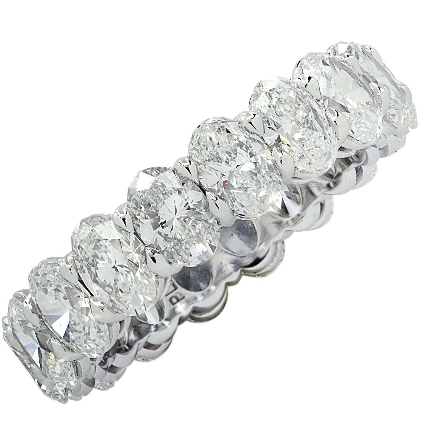 4.33 Carat Oval Cut Diamond Eternity Band in Platinum by Vivid Diamonds, showcasing a stunning array of diamond craftsmanship in a luxurious design.