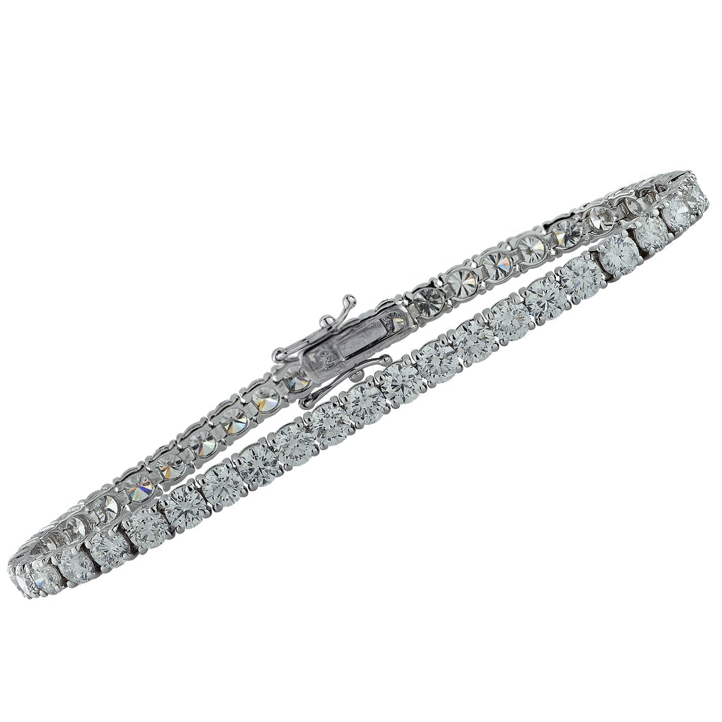 Vivid Diamonds 10.40 Carat Diamond Tennis Bracelet featuring 44 round brilliant cut diamonds set in elegant white gold, showcasing timeless luxury and sophistication.