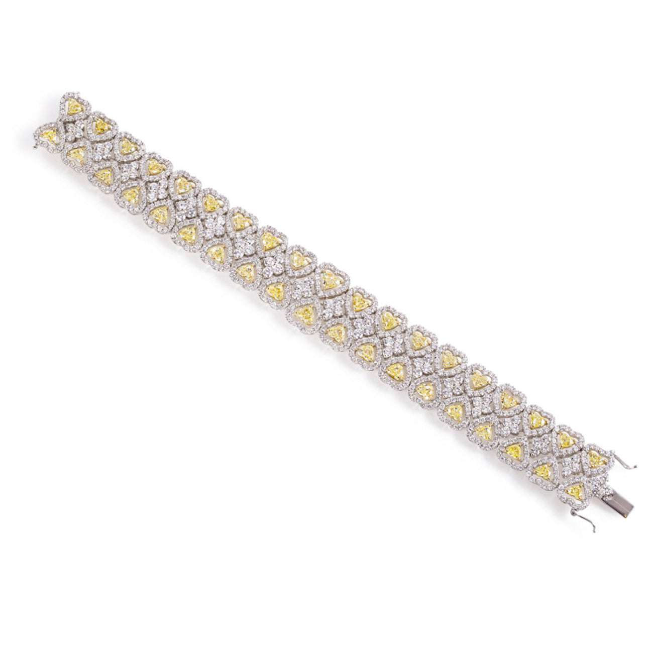 26.04 Carat Fancy Yellow Heart Shape Diamond Halo Bracelet - V37984 Vivid Diamonds