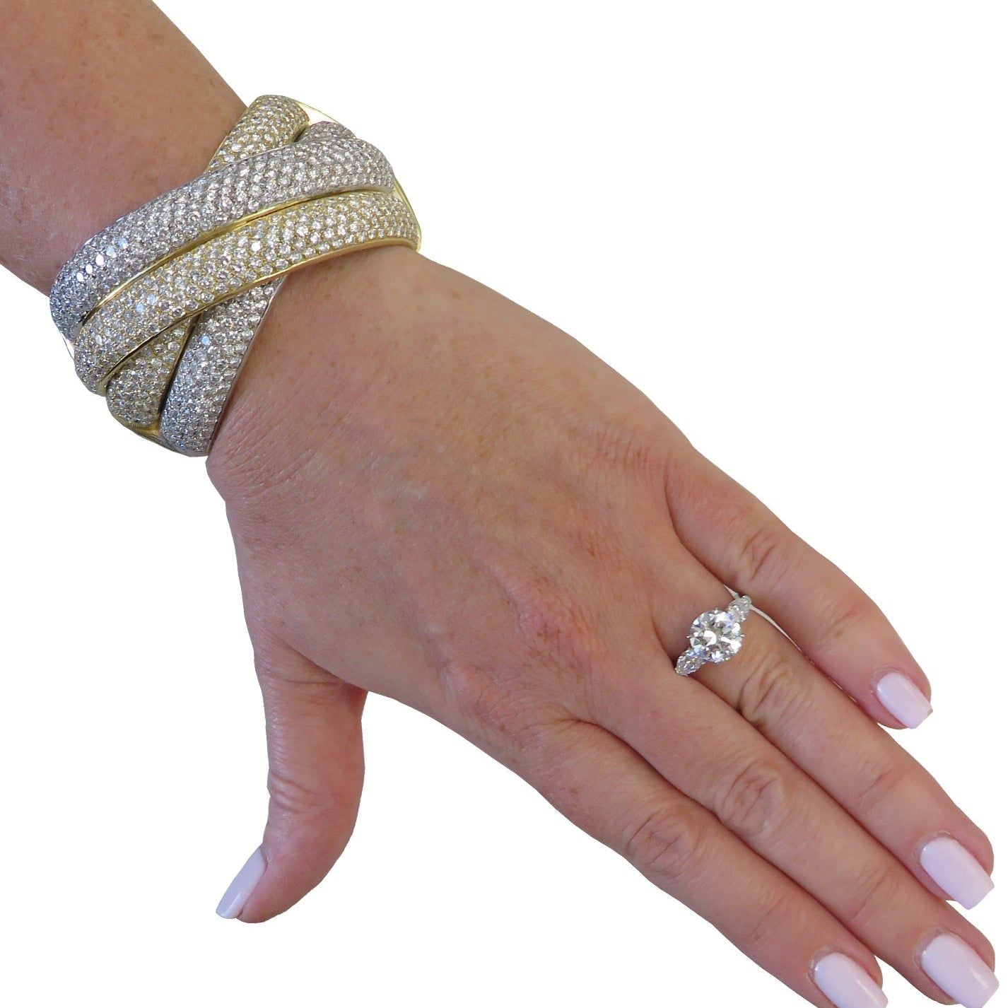 31 Carat Diamond Italian X Bangle Bracelet-V38302 Vivid Diamonds
