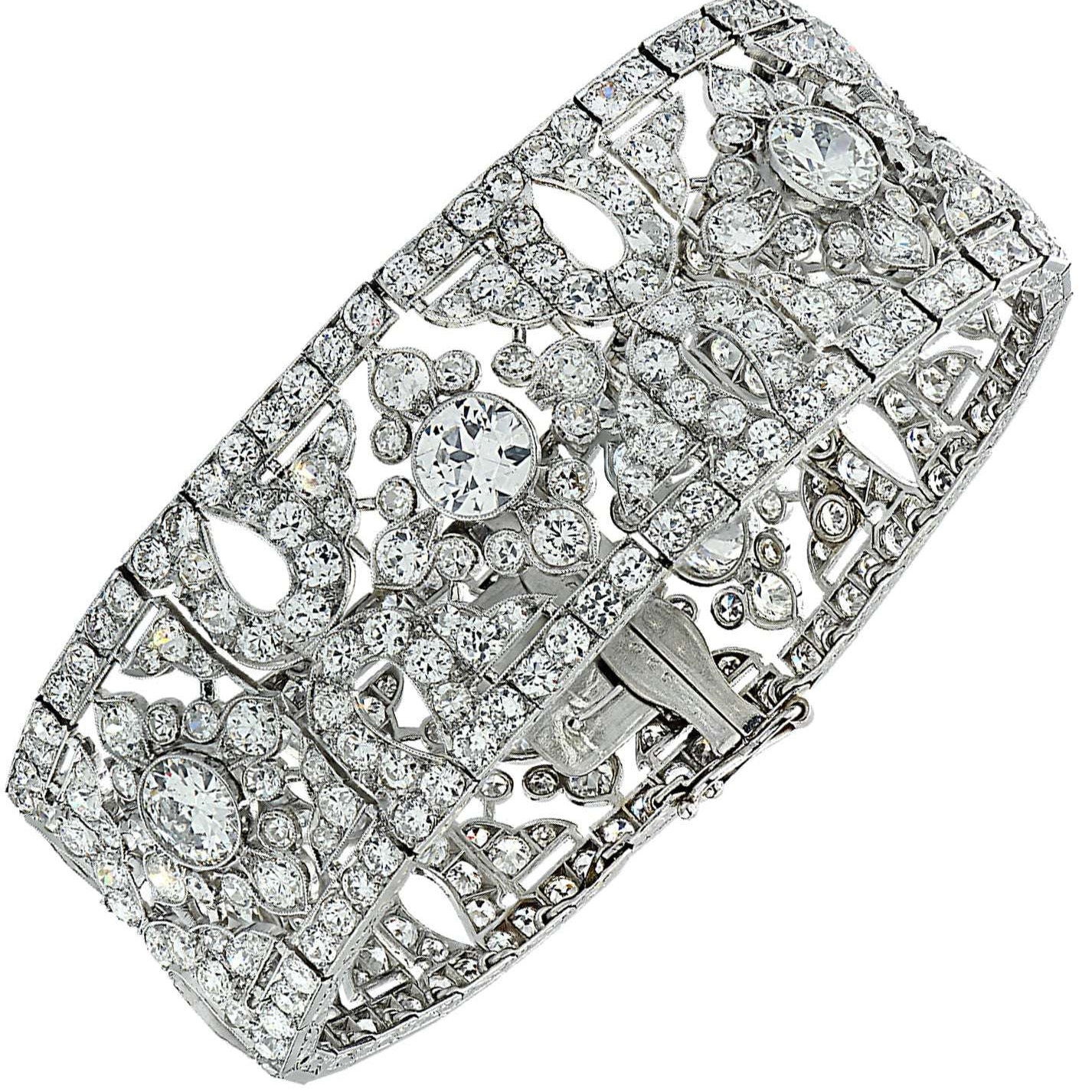 Cartier Belle Époque 40ct Old European Cut Diamond Bracelet in Platinum – V41447 Vivid Diamonds