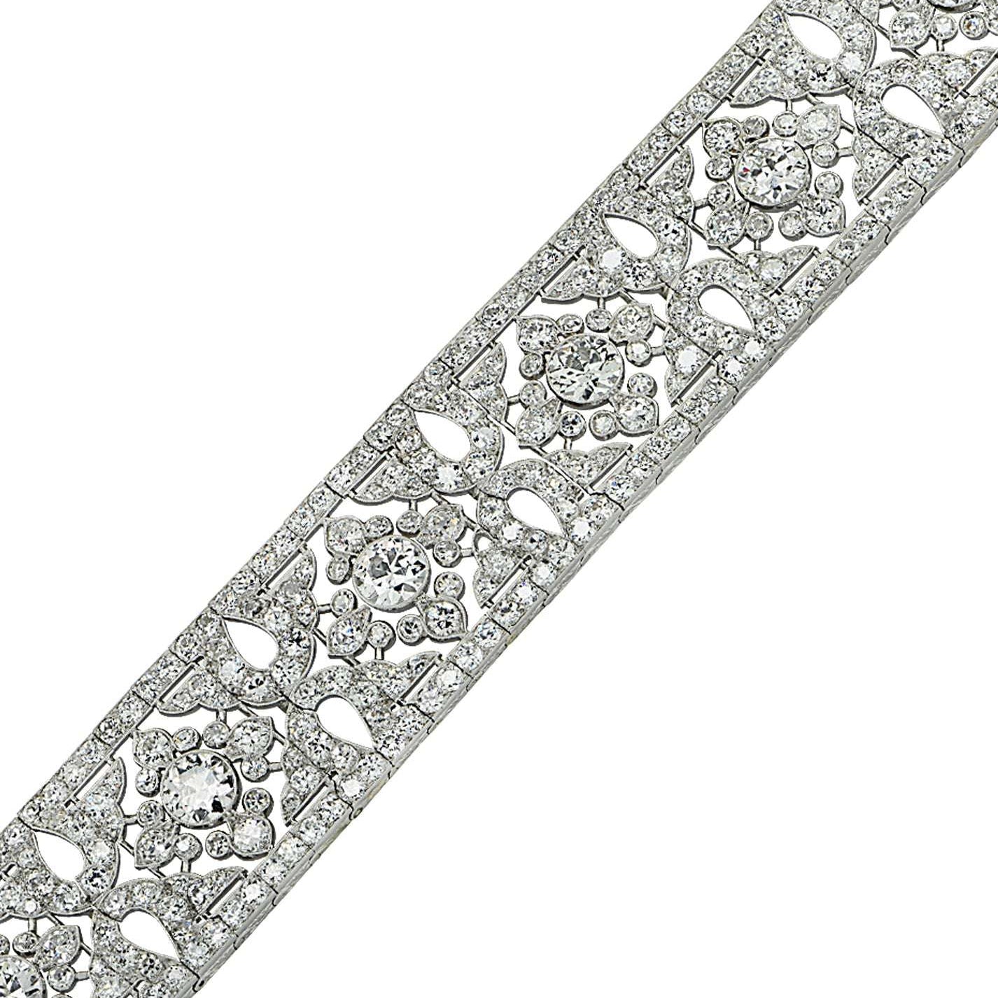 Cartier Belle Époque 40ct Old European Cut Diamond Bracelet in Platinum – V41447 Vivid Diamonds
