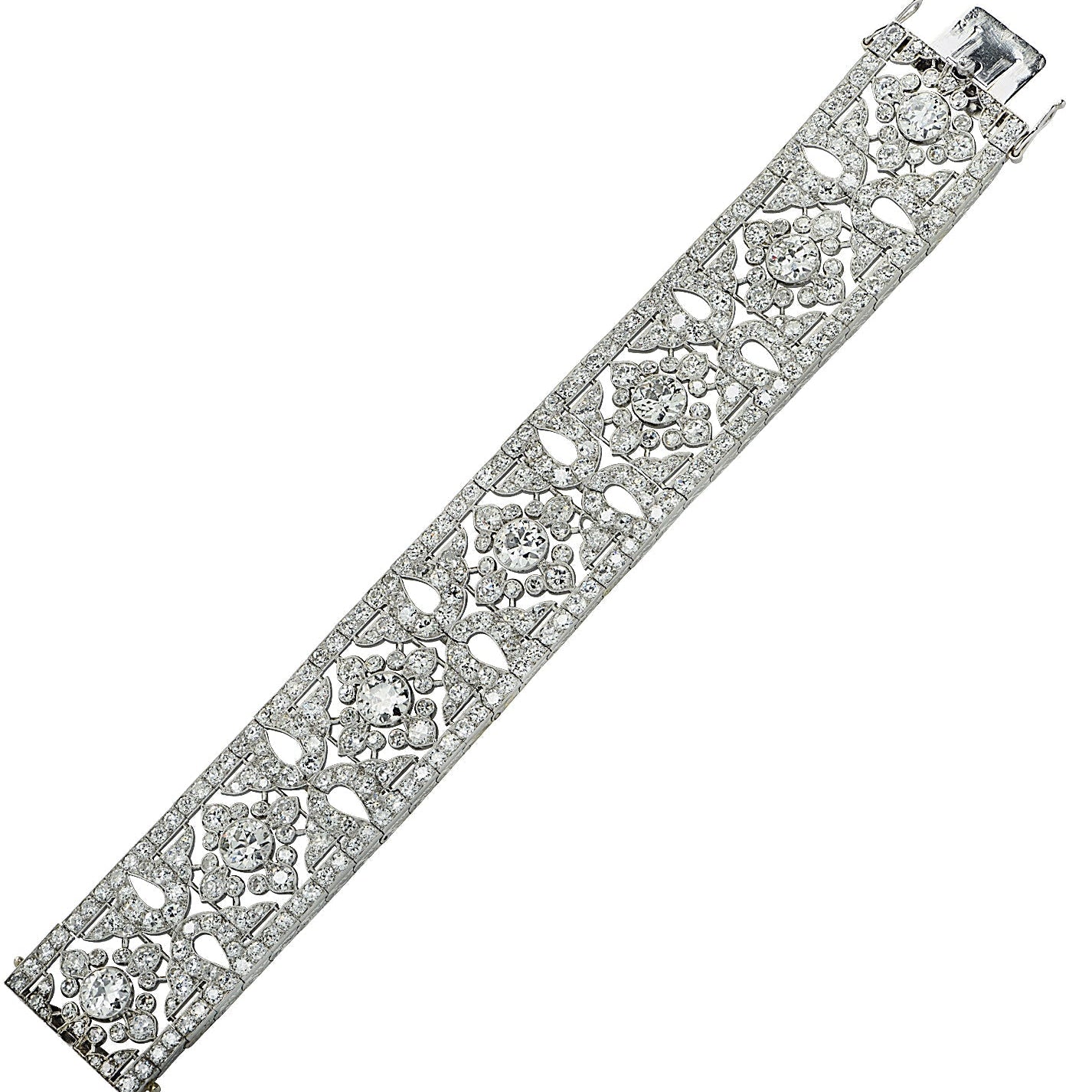 Cartier Belle Époque 40ct Old European Cut Diamond Bracelet in Platinum – V41447 Vivid Diamonds