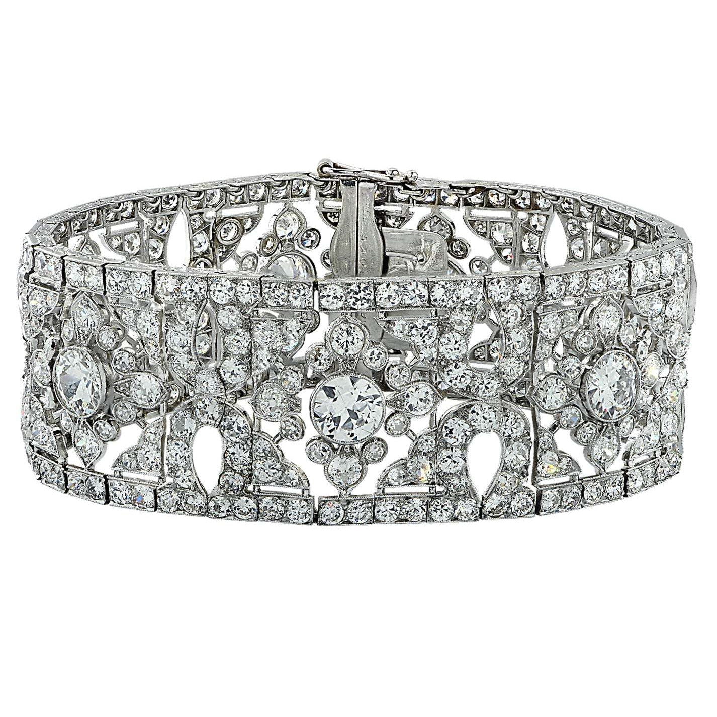 Cartier Belle Époque 40ct Old European Cut Diamond Bracelet in Platinum – V41447 Vivid Diamonds