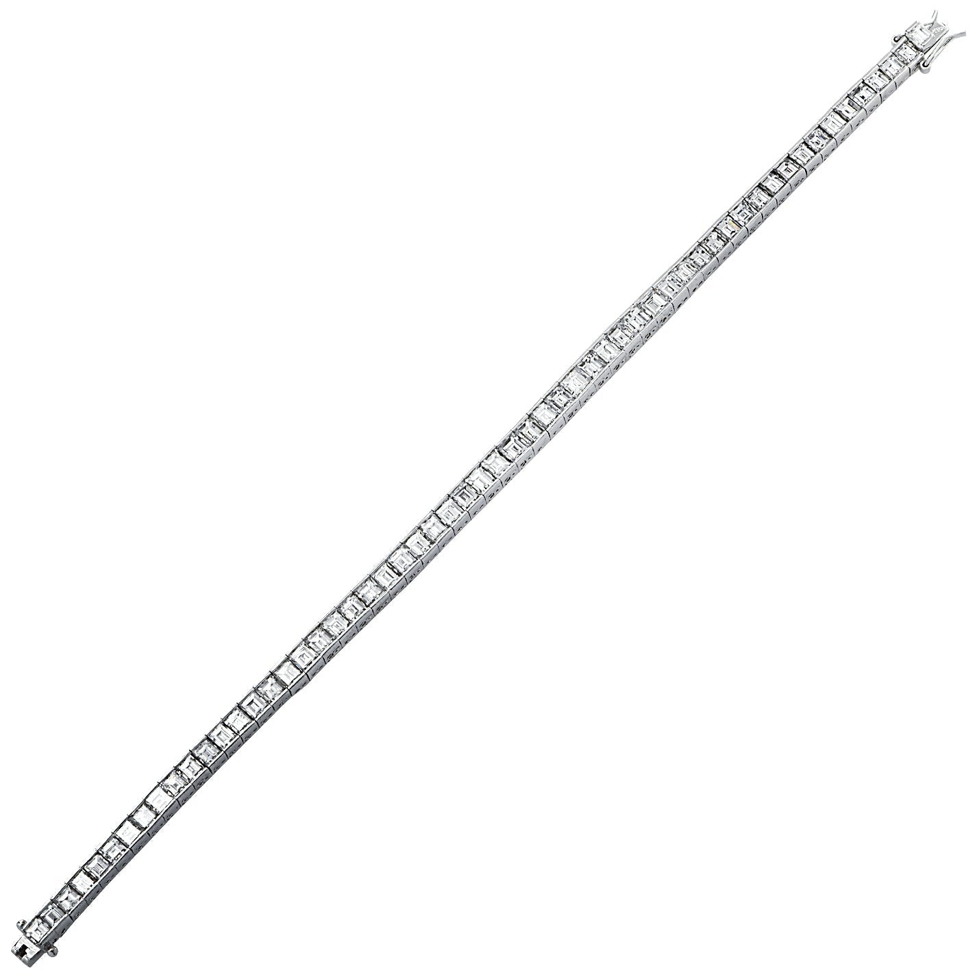 Mid Century 12.02 Carat Carre' Cut Diamond Tennis Bracelet -V41911 Vivid Diamonds