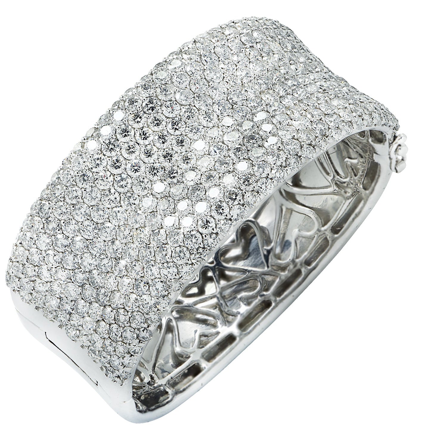 Vivid Diamonds 27.72 Carat Diamond Bangle showcasing a stunning pavé-set design with brilliant round diamonds, embodying luxury and elegance.