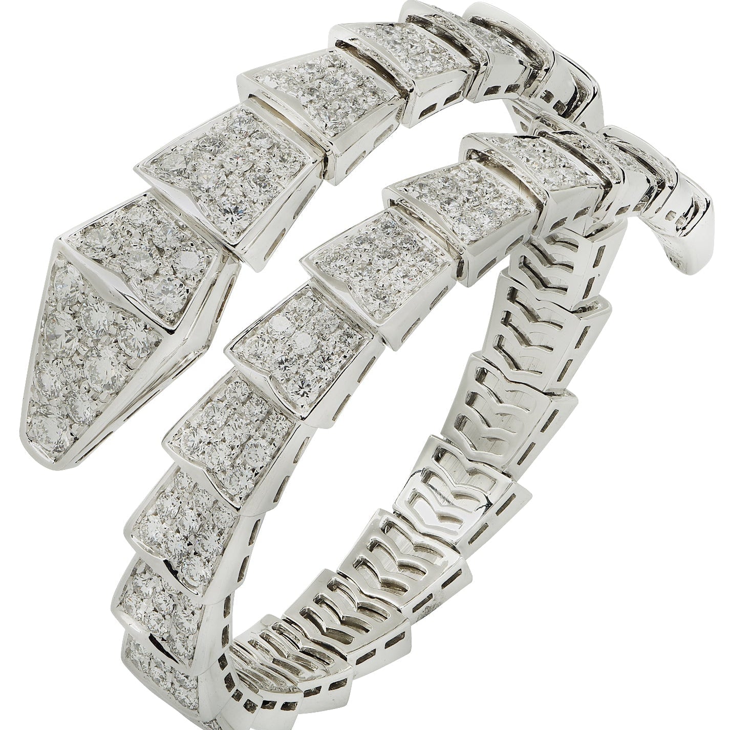 Bvlgari Serpenti Diamond Single Coil Viper Bangle  Bracelet-V43638 Vivid Diamonds