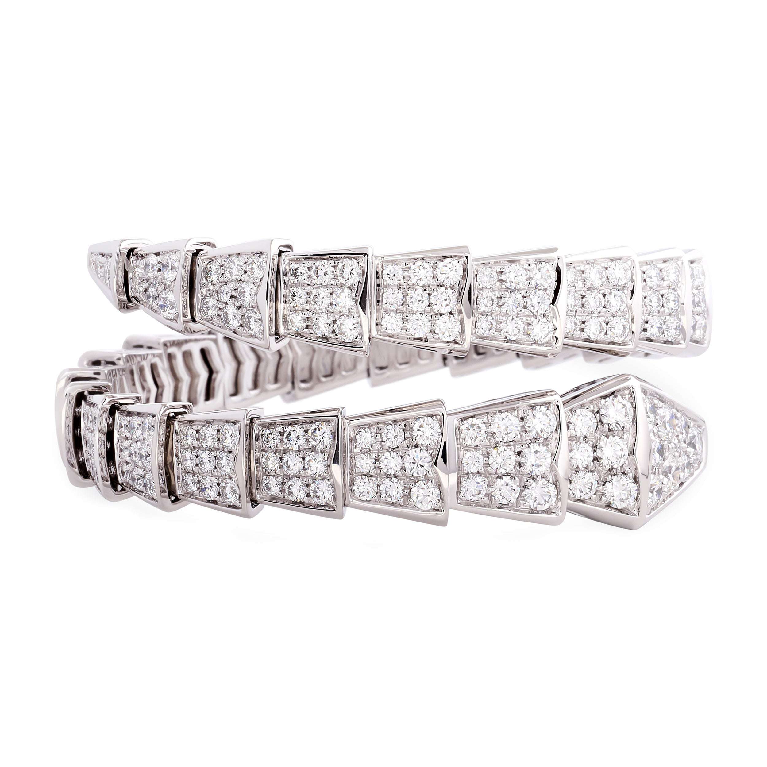 Bvlgari Serpenti Diamond Single Coil Viper Bangle  Bracelet-V43638 Vivid Diamonds