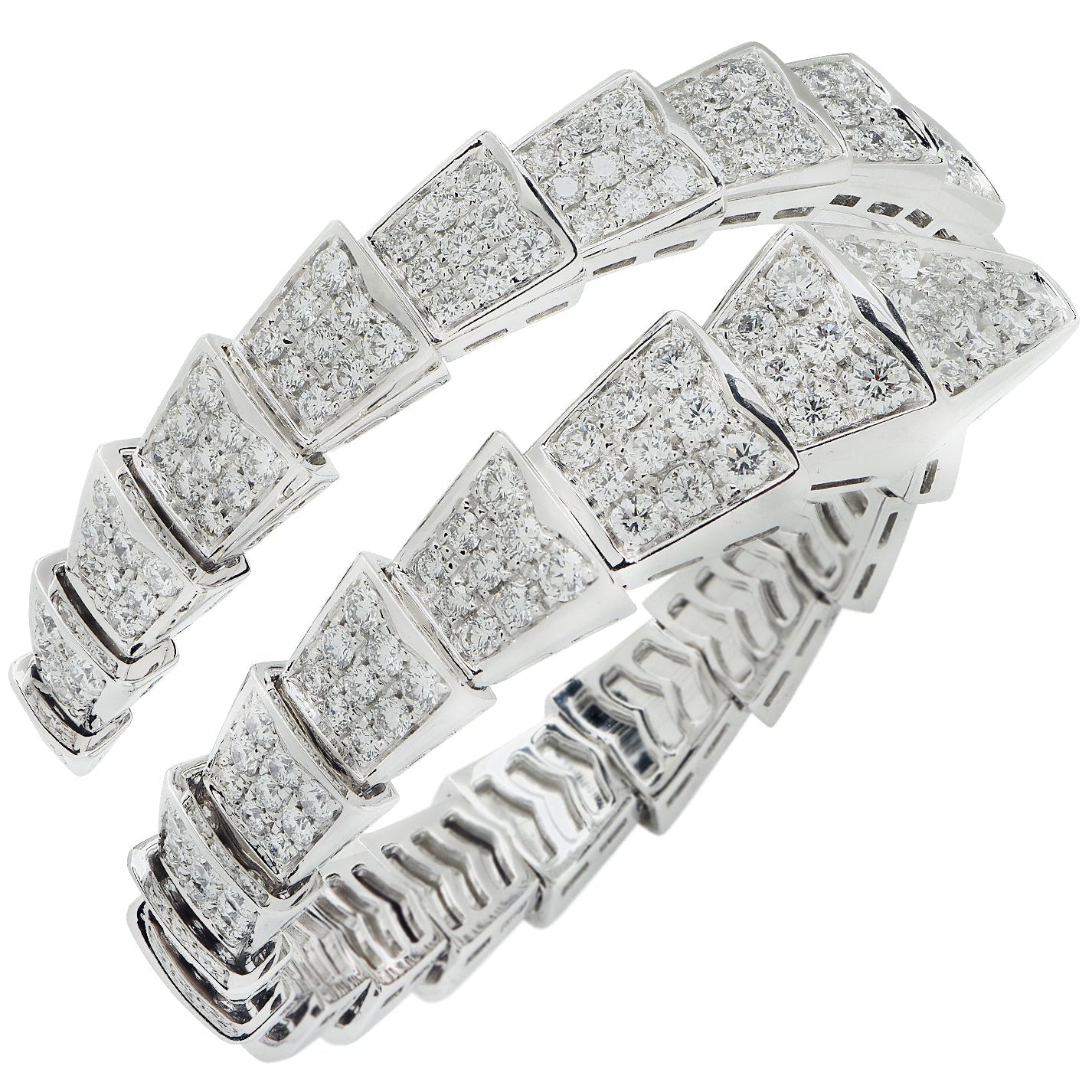 Bvlgari Serpenti Diamond Single Coil Viper Bangle  Bracelet-V43638 Vivid Diamonds