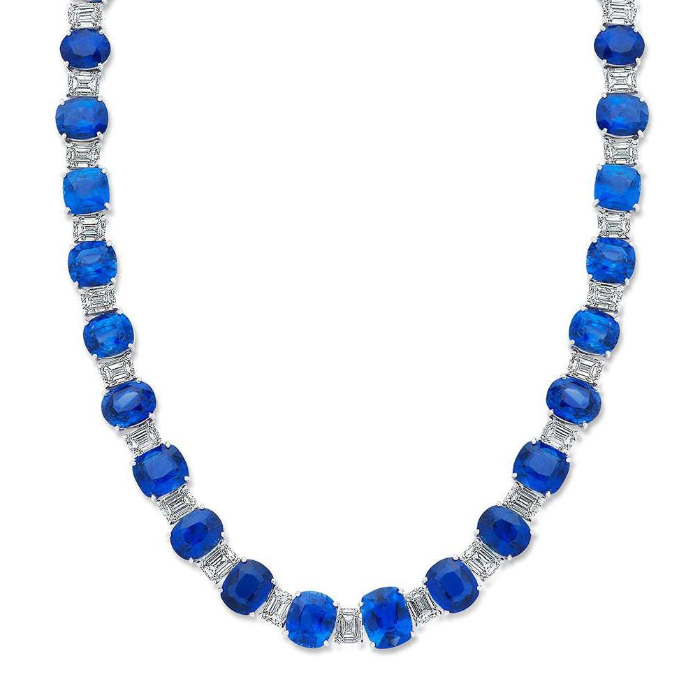 Sapphire and Diamond Platinum Necklace by VIVID – V43655 Vivid Diamonds