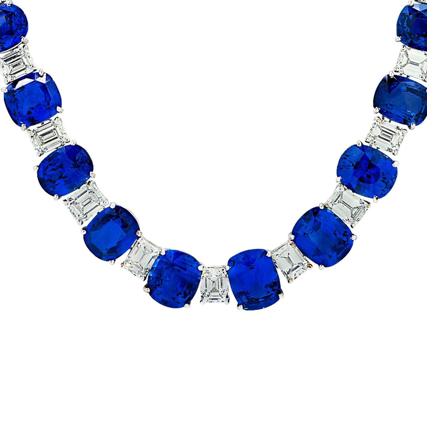 Sapphire and Diamond Platinum Necklace by VIVID – V43655 Vivid Diamonds
