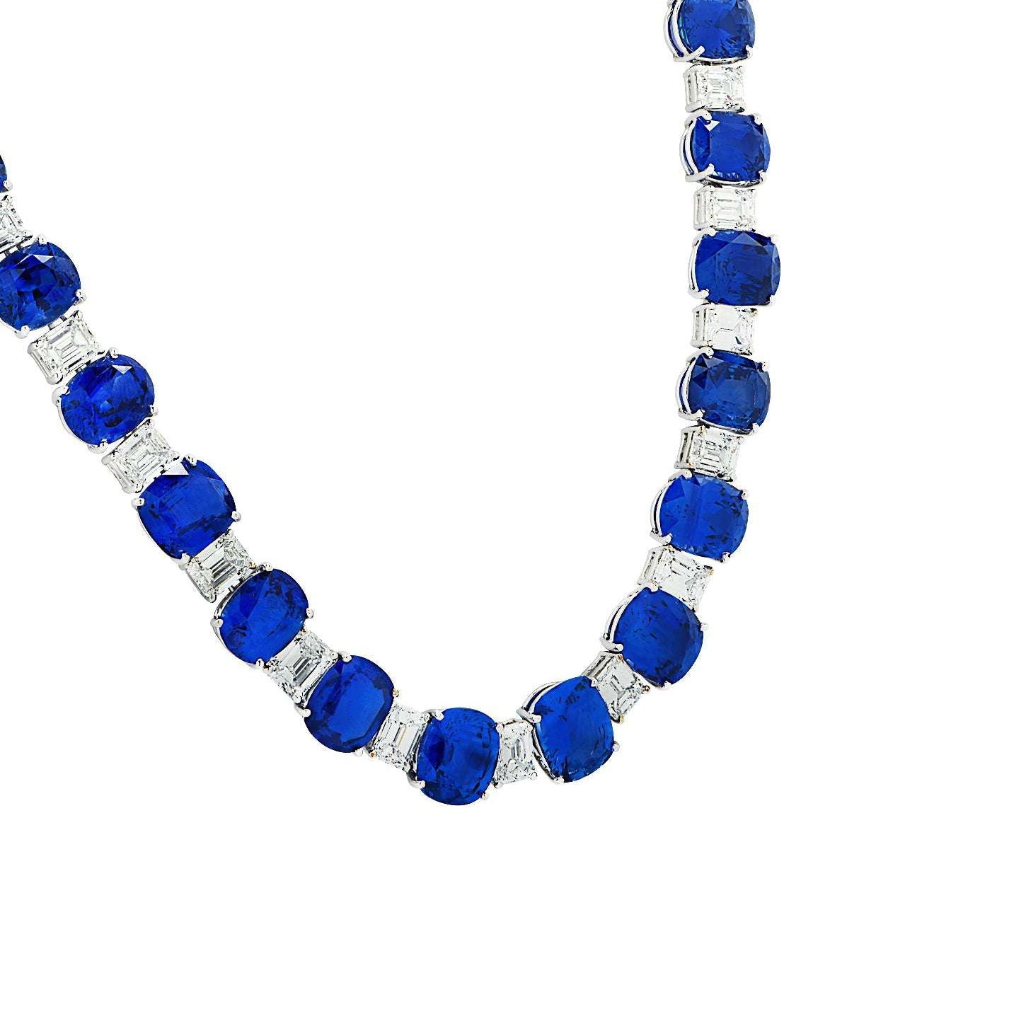 Sapphire and Diamond Platinum Necklace by VIVID – V43655 Vivid Diamonds