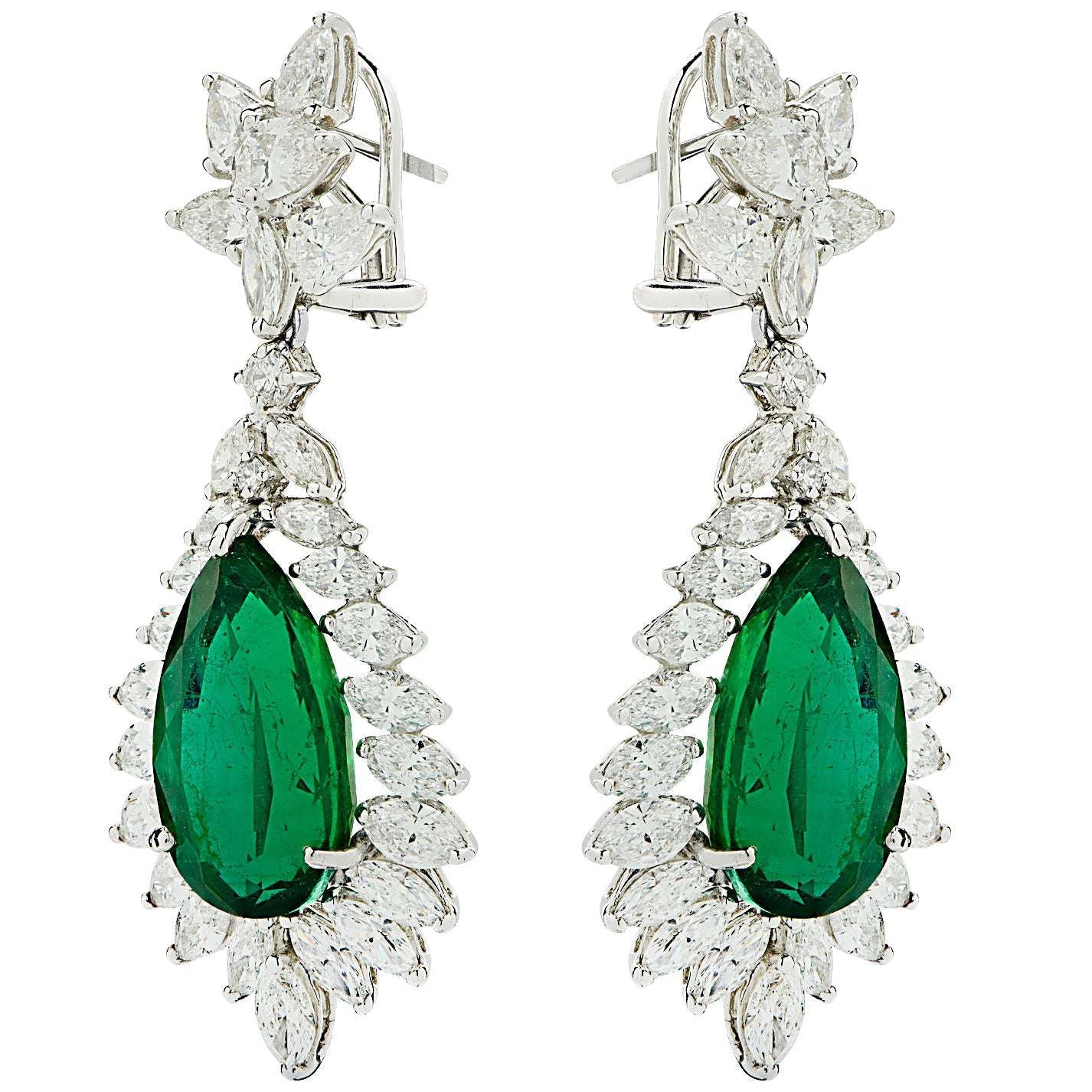 Vivid Diamonds 24 carat Pear Shape Emerald & Diamond Earrings -V44183 Vivid Diamonds