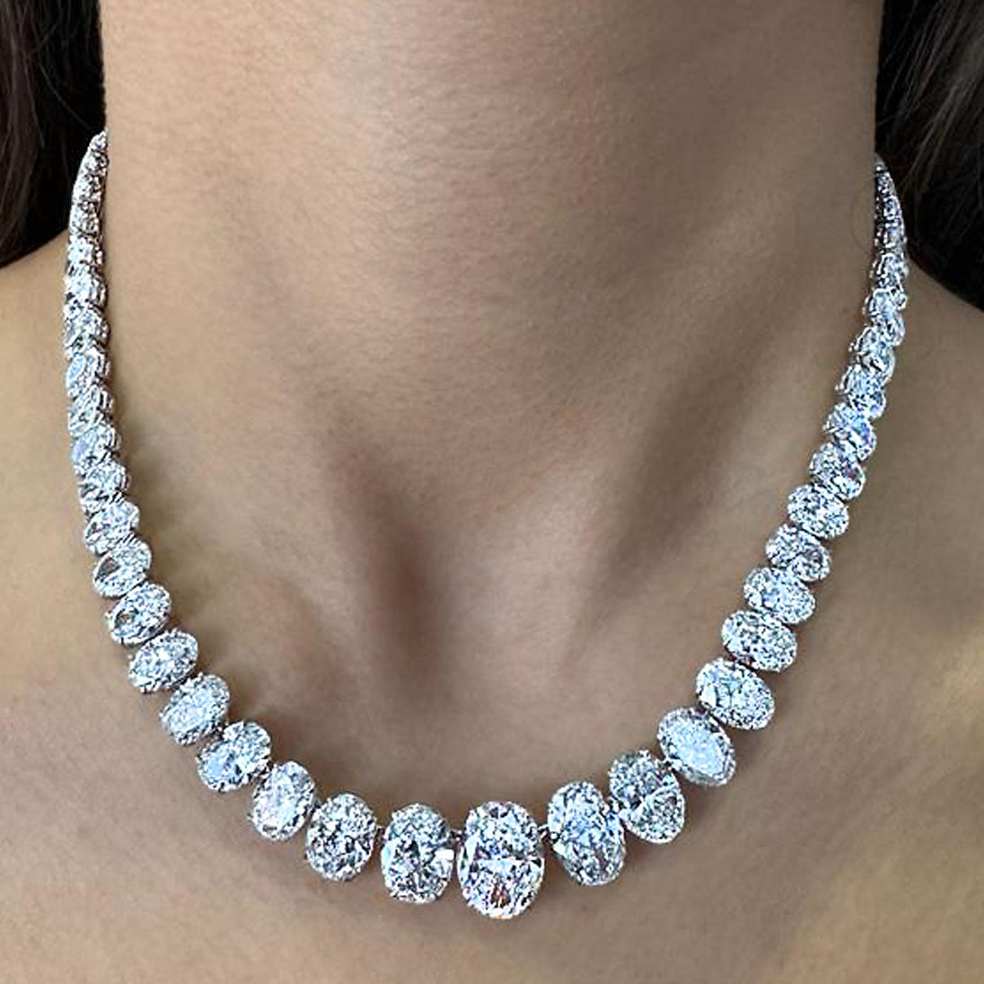 85ct Oval Diamond Riviera Necklace in Platinum by VIVID – V44664 Vivid Diamonds