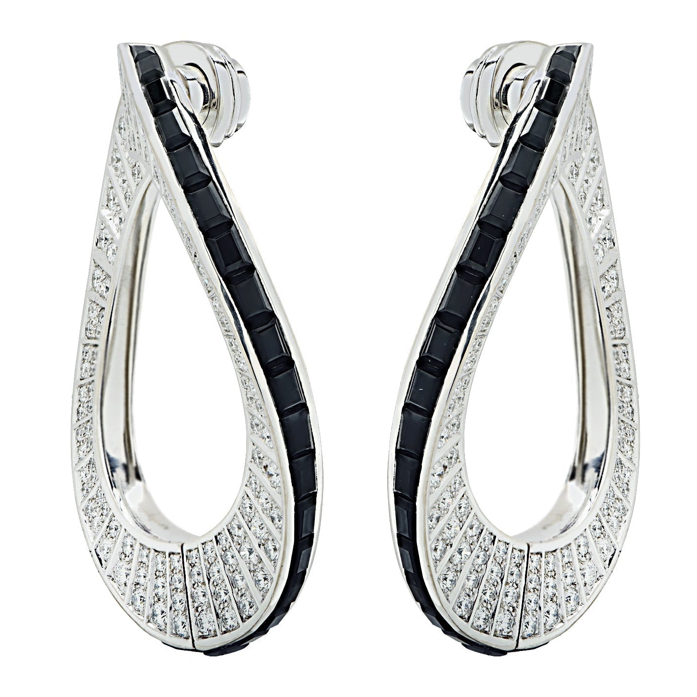 Cartier 2.25 Carat Diamond & Onyx Hoop Earrings -V46189 Vivid Diamonds