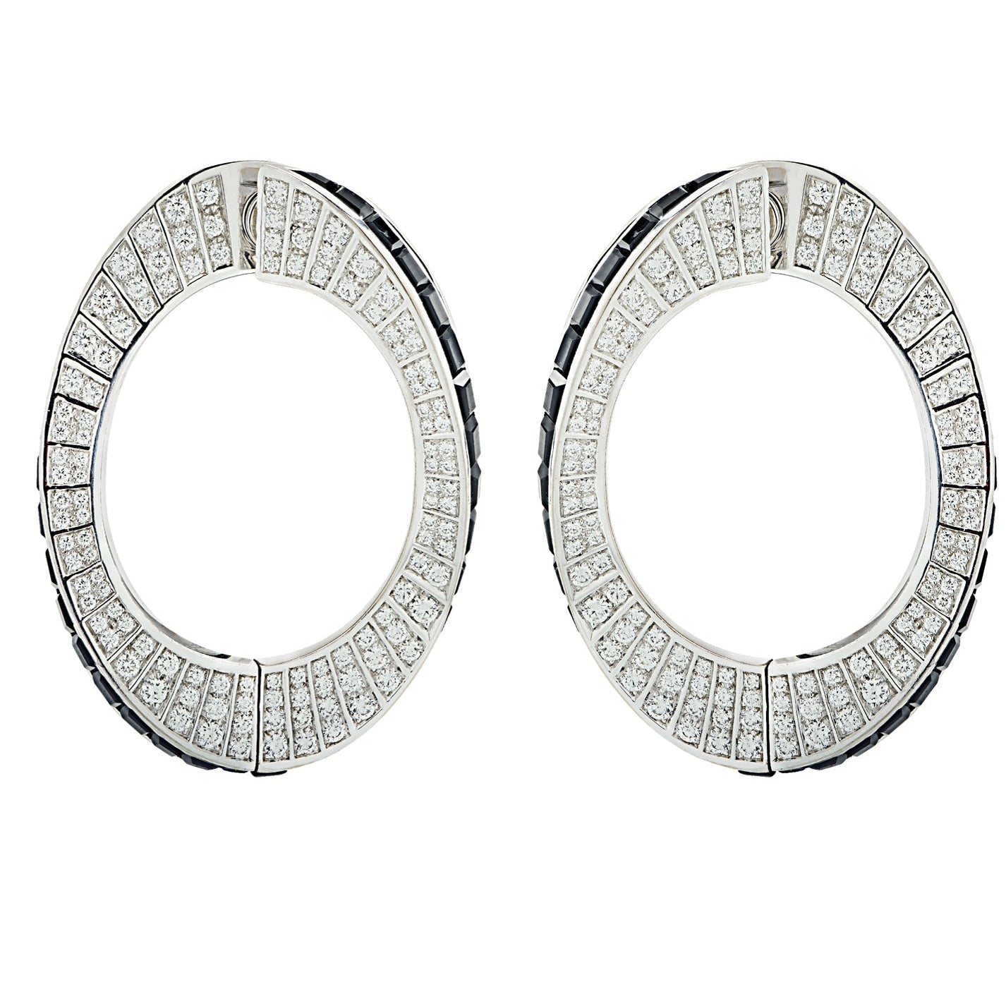 Cartier 2.25 Carat Diamond & Onyx Hoop Earrings -V46189 Vivid Diamonds