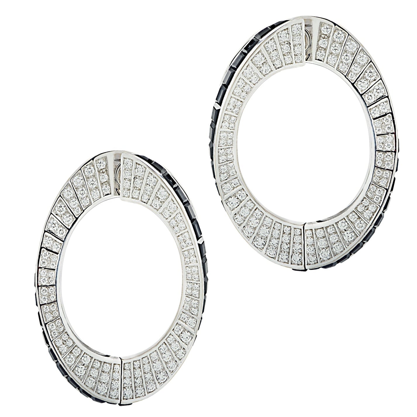 Cartier 2.25 Carat Diamond & Onyx Hoop Earrings -V46189 Vivid Diamonds
