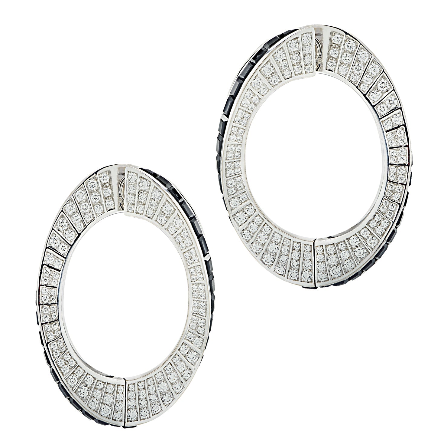 Cartier 2.25 Carat Diamond & Onyx Hoop Earrings -V46189 Vivid Diamonds