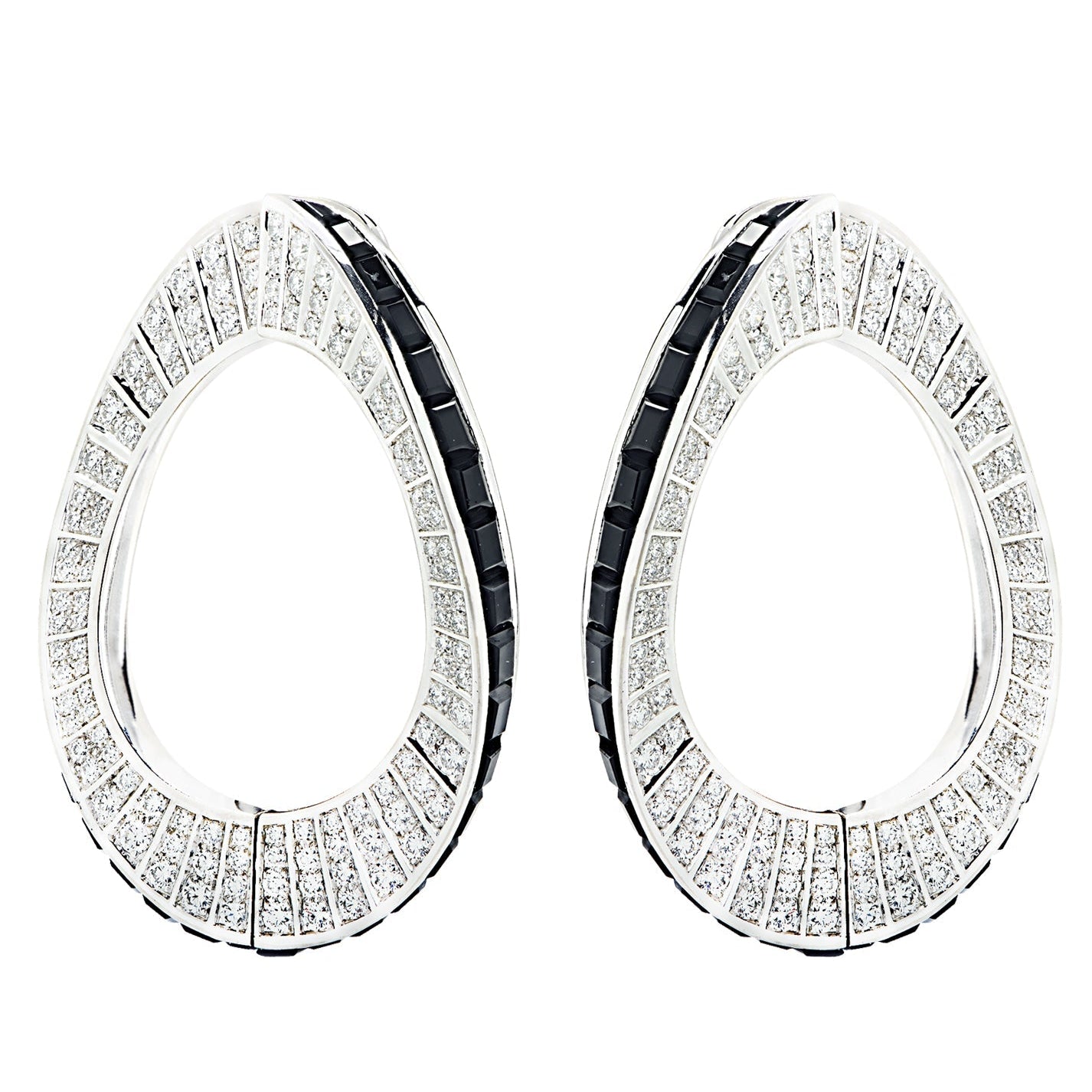 Cartier 2.25 Carat Diamond & Onyx Hoop Earrings -V46189 Vivid Diamonds