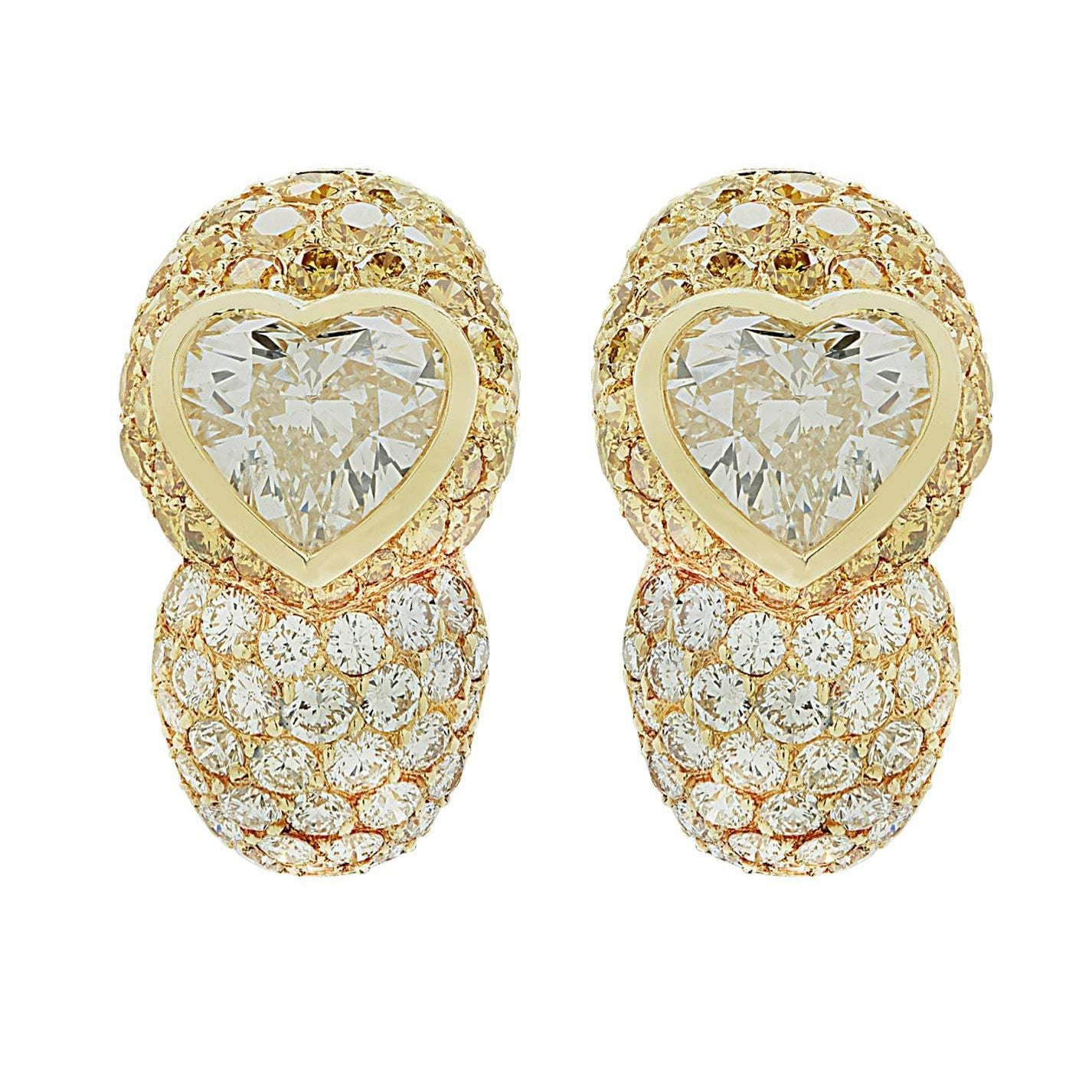 Andre Vassort 4.09 Carat Heart Shape Diamond Bombe Earrings -V46623 Vivid Diamonds