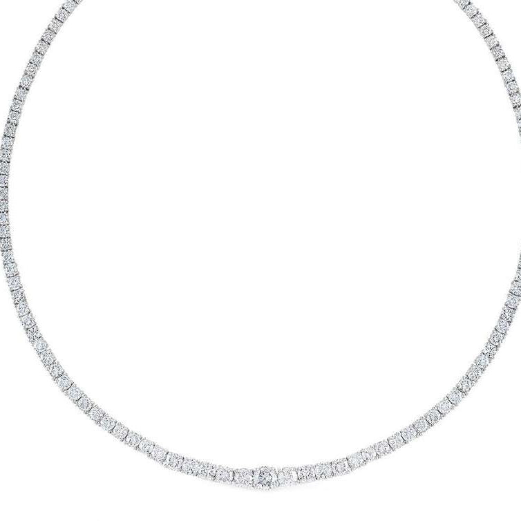 Vivid Diamonds 15 Carat Platinum Riviera Necklace featuring 127 brilliant-cut diamonds, showcasing exquisite craftsmanship and luxurious elegance.