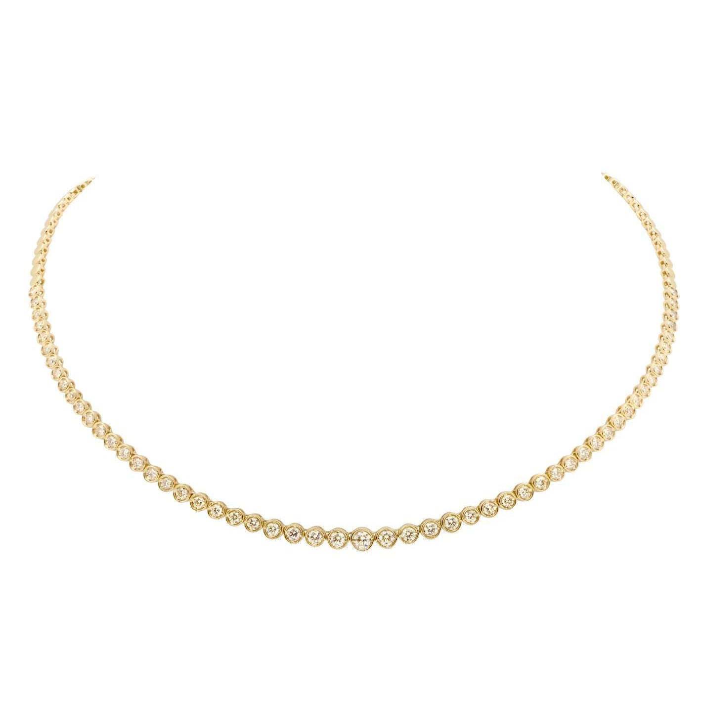 Exquisite 14K Yellow Gold Diamond Necklace featuring 55 brilliant diamonds totaling 3.49 carats by Vivid Diamonds, showcasing a sleek and elegant design that enhances any jewelry collection.