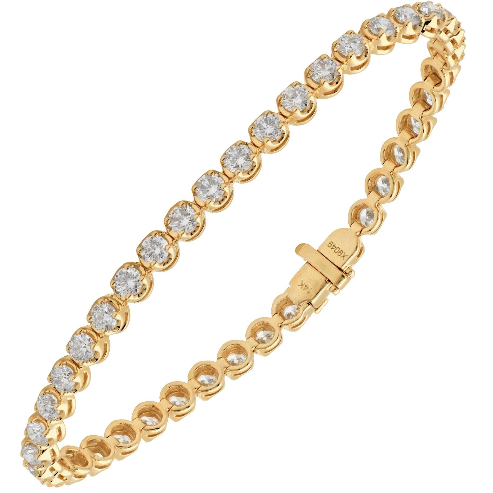 14K Yellow Gold Diamond Bracelet featuring 5.40 carats of Round Brilliant Diamonds by Vivid Diamonds. Exquisite elegance presented in a sophisticated design.