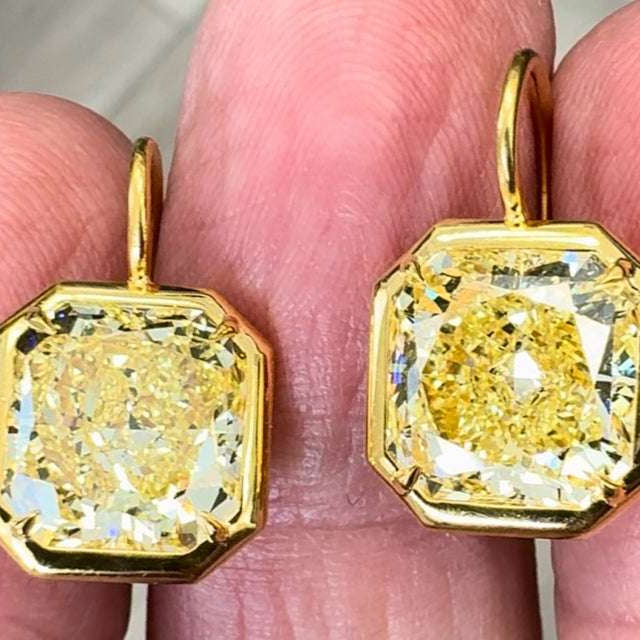 Vivid Diamonds GIA Certified 8.9 Carat Fancy Yellow Diamond Dangle Earrings -V47254 Vivid Diamonds