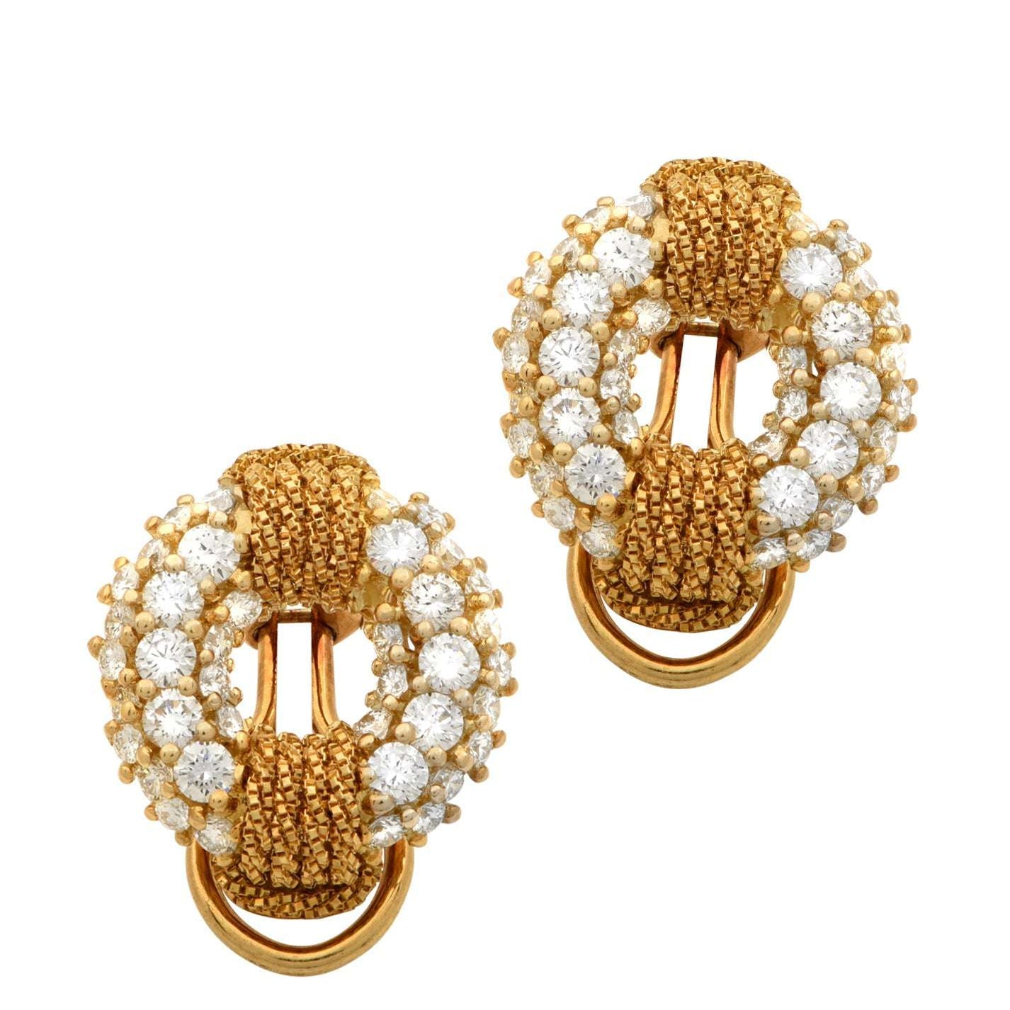 Exquisite 18K Yellow Gold and Diamond Stud Earrings from Vivid Diamonds featuring 2.40ct of round brilliant diamonds, showcasing a luxurious and sophisticated design.
