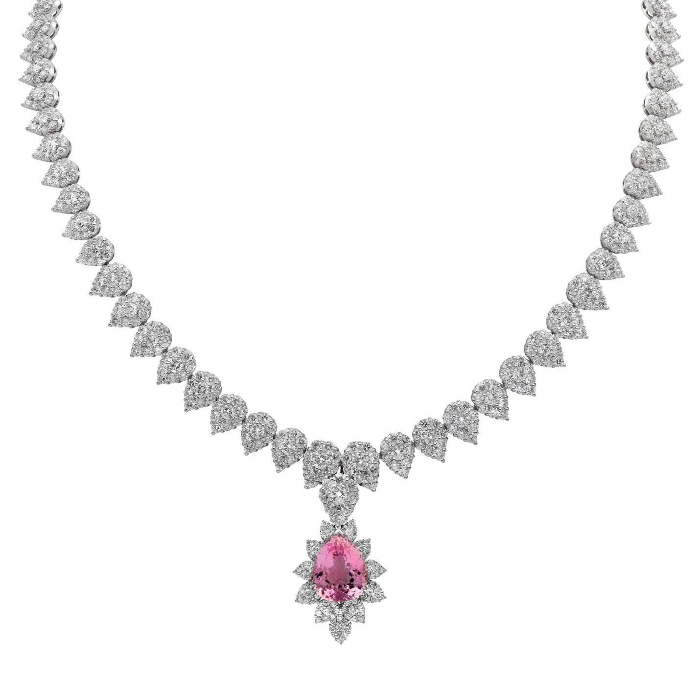 Radiant Elegance: 18k White Gold Diamond Necklace with Removable Morganite Pendant – V47340 Vivid Diamonds