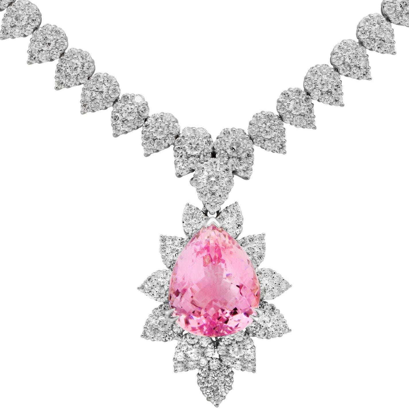 Radiant Elegance: 18k White Gold Diamond Necklace with Removable Morganite Pendant – V47340 Vivid Diamonds