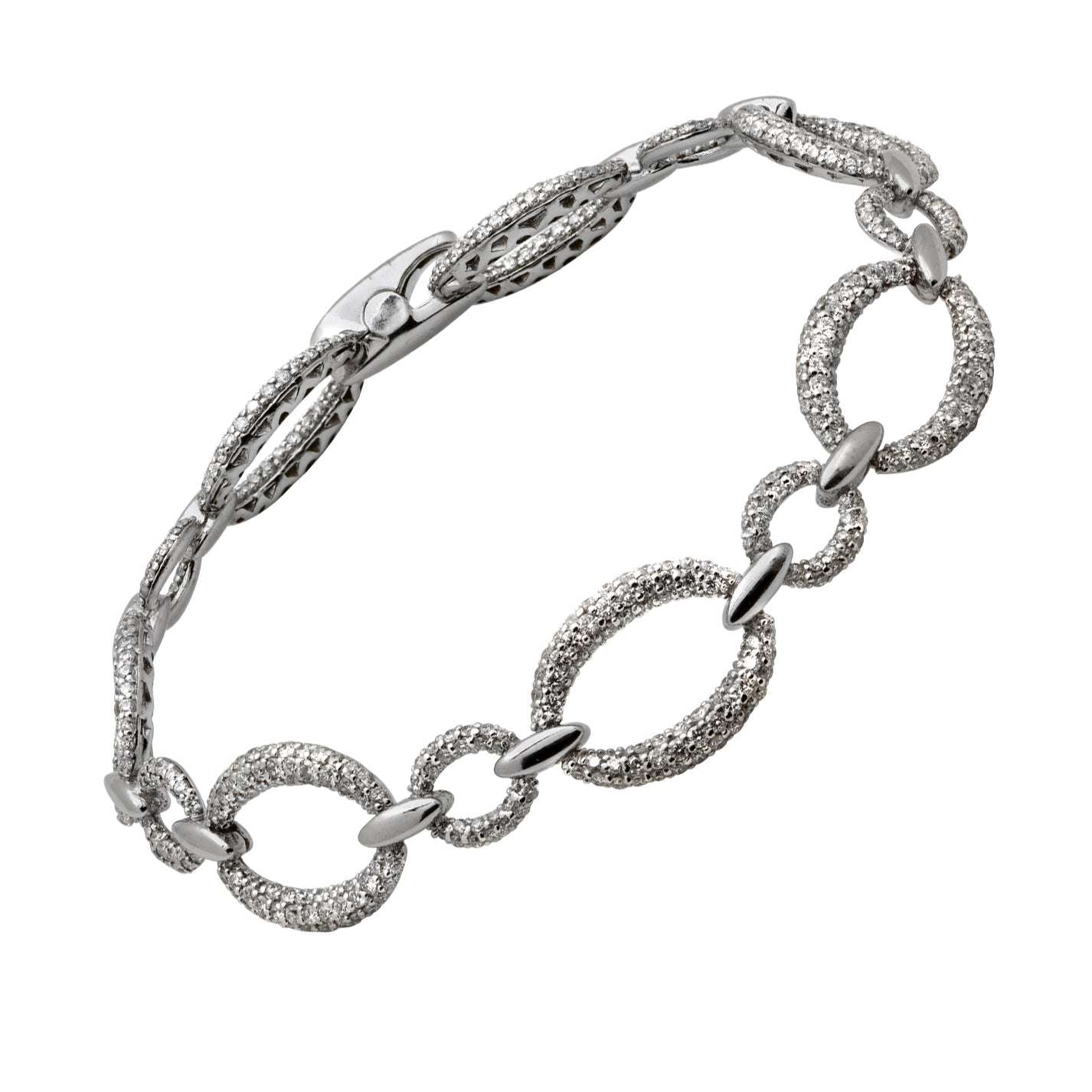 Stunning 14K White Gold Diamond Bracelet by Vivid Diamonds, featuring exquisite craftsmanship with 1.50ct round brilliant diamonds in a stylish open-link design.