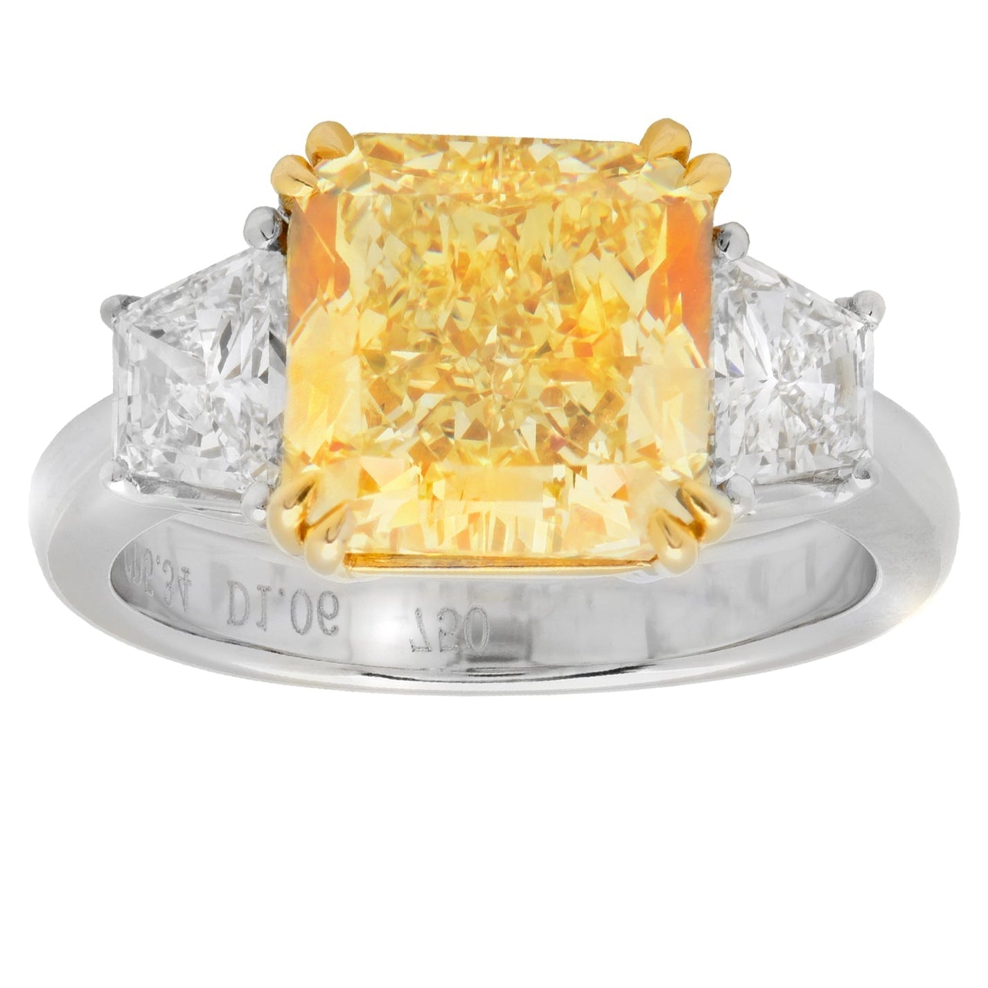 Fancy Yellow Radiant Cut Diamond Ring in Platinum & 18K Yellow Gold – V48085 Vivid Diamonds