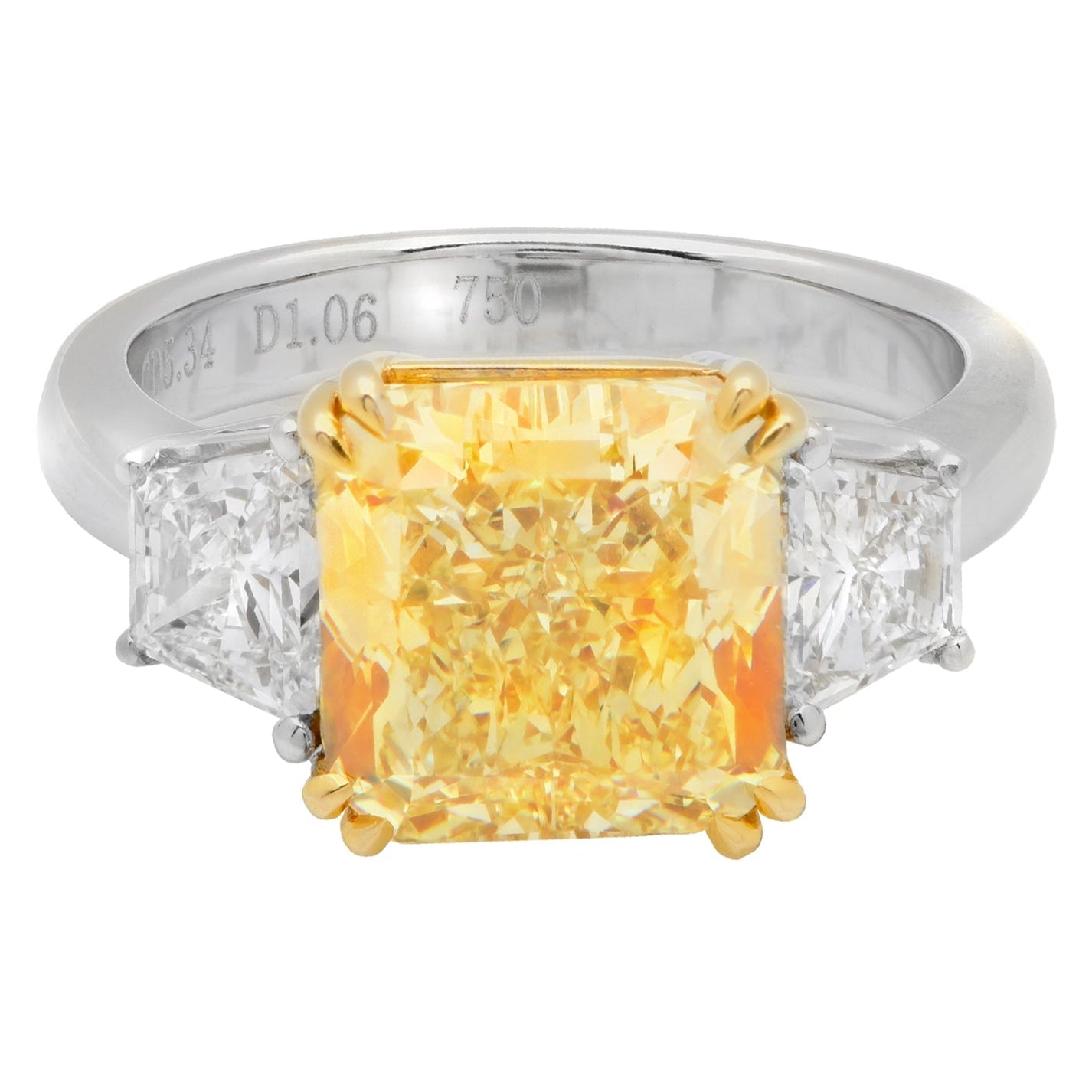 Fancy Yellow Radiant Cut Diamond Ring in Platinum & 18K Yellow Gold – V48085 Vivid Diamonds