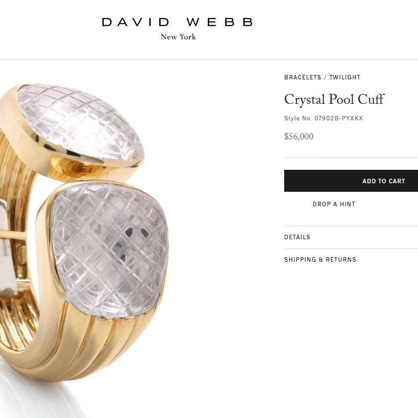 David Webb 18K Yellow Gold & Platinum Rock Crystal Cuff Bangle – V48551 Vivid Diamonds