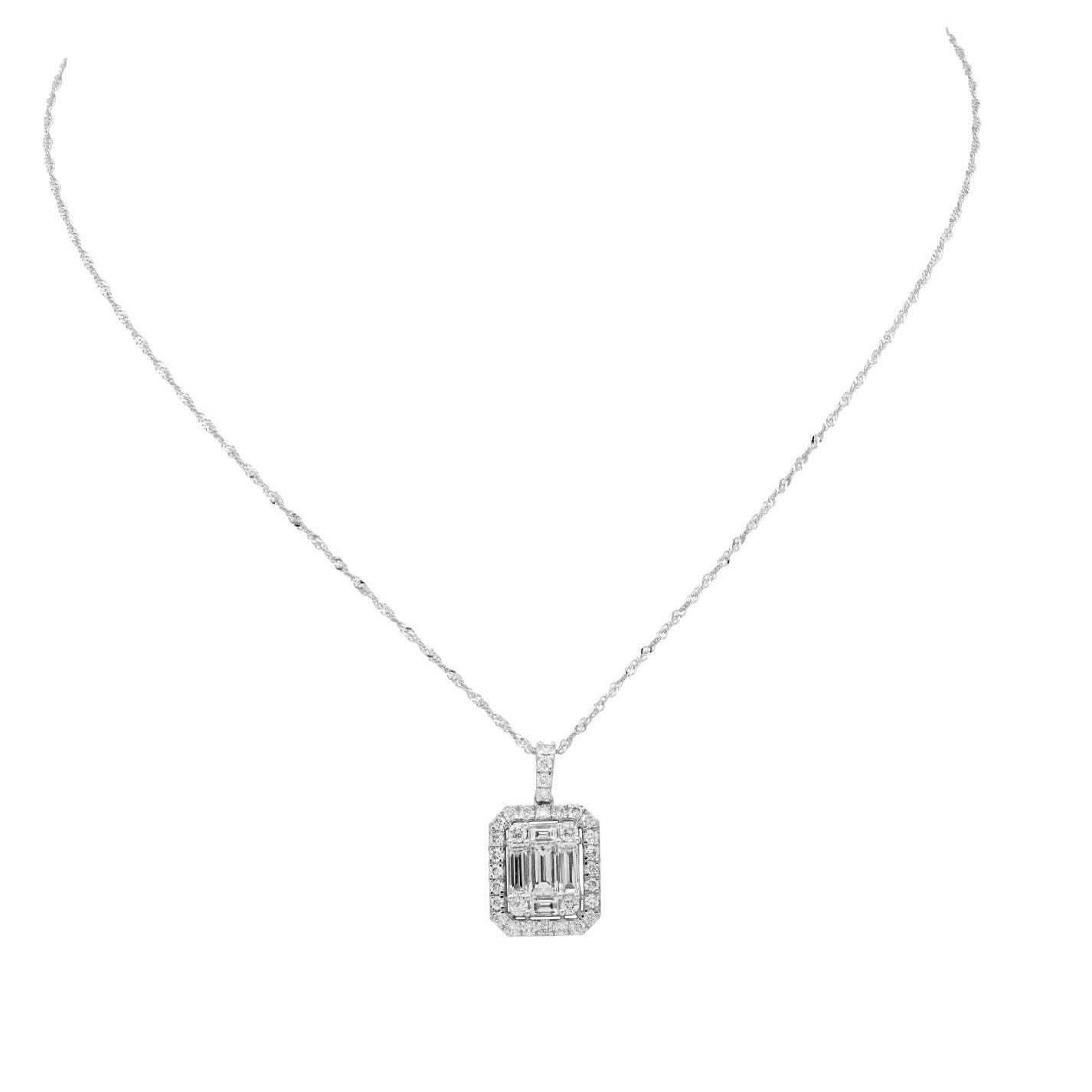 Stunning 1.85 Carat Diamond Pendant Necklace in 14K White Gold, showcasing a refined geometric design by Vivid Diamonds.