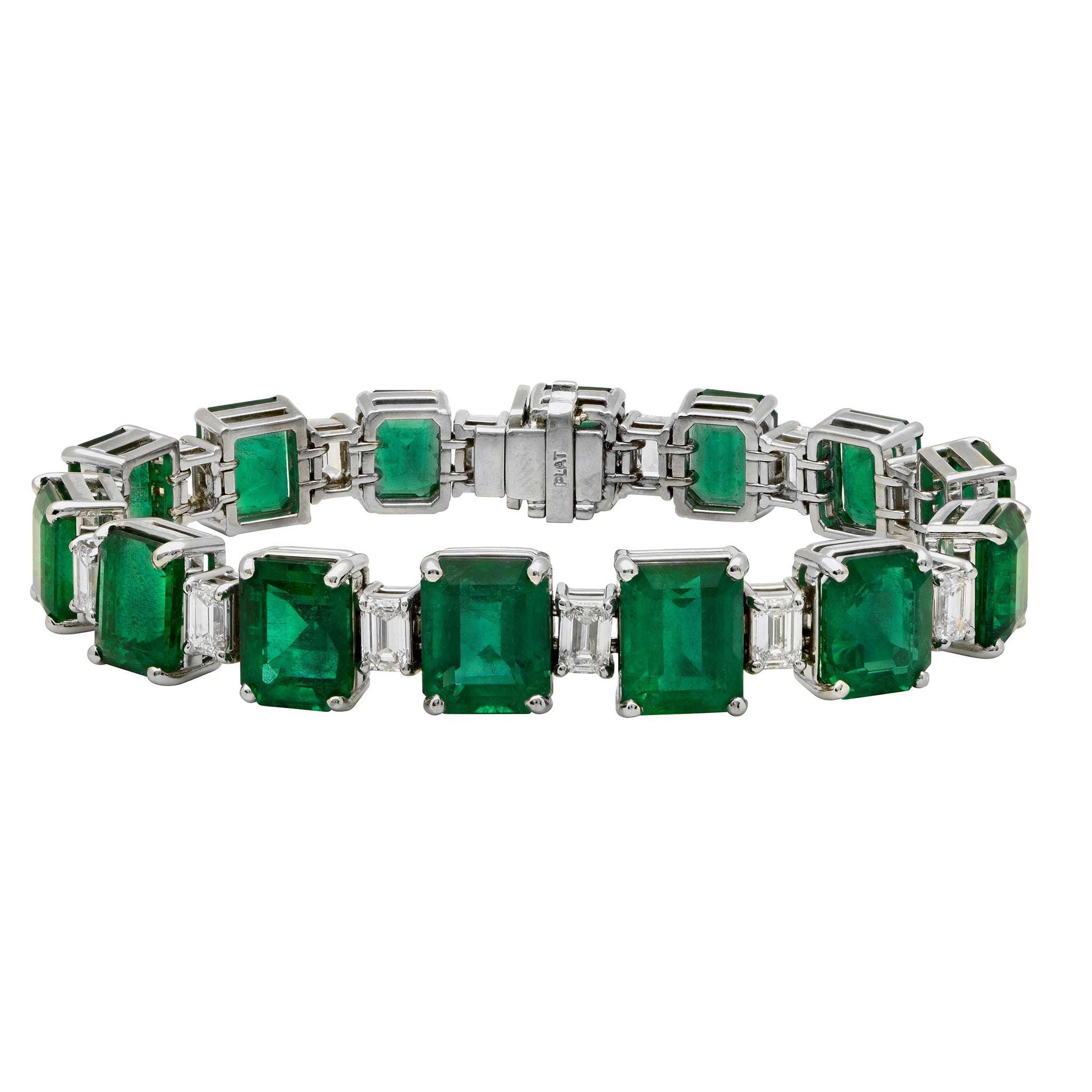 47ct Emerald and Diamond Bracelet in Platinum - V49395 Vivid Diamonds