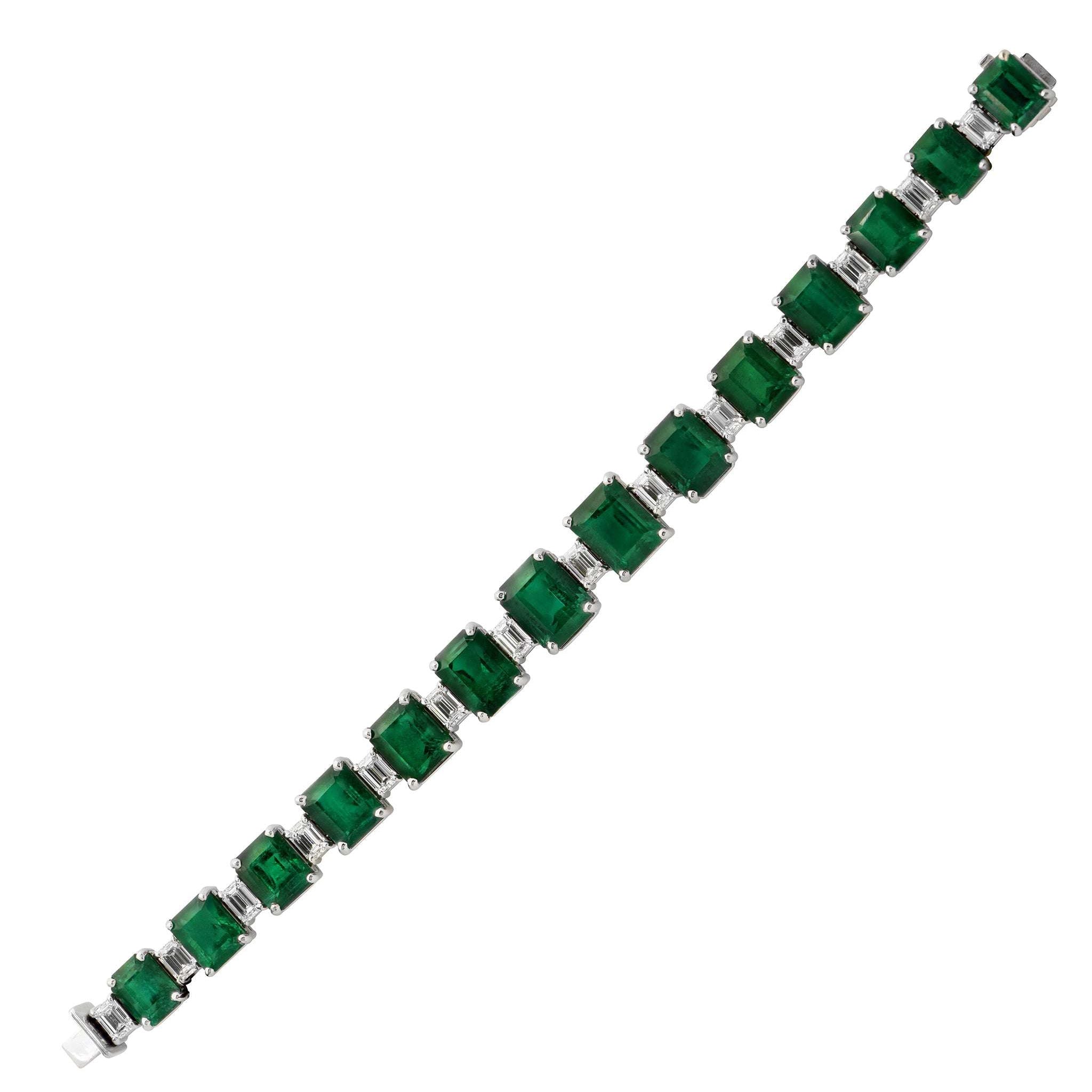 47ct Emerald and Diamond Bracelet in Platinum - V49395 Vivid Diamonds
