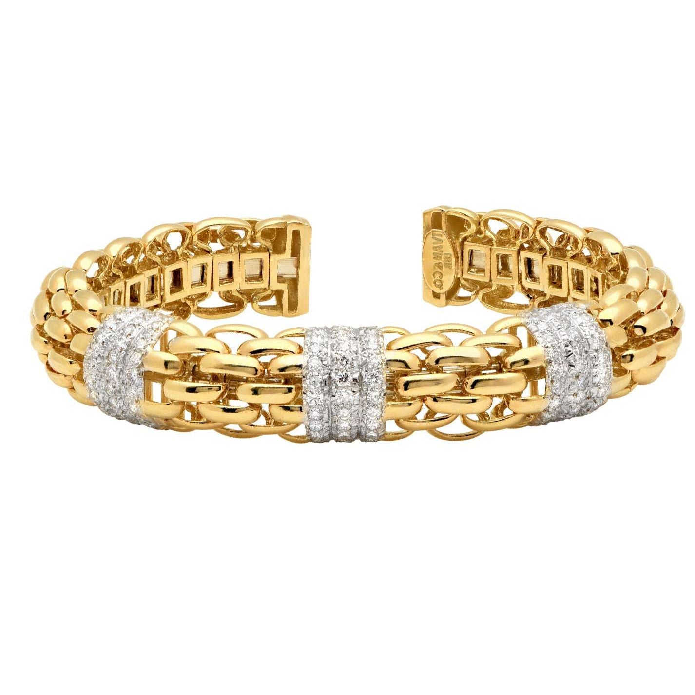 Elegant 18k Yellow & White Gold Diamond Link Bracelet featuring 2.00ct Round Brilliants by Vivid Diamonds, a sophisticated piece for any occasion.