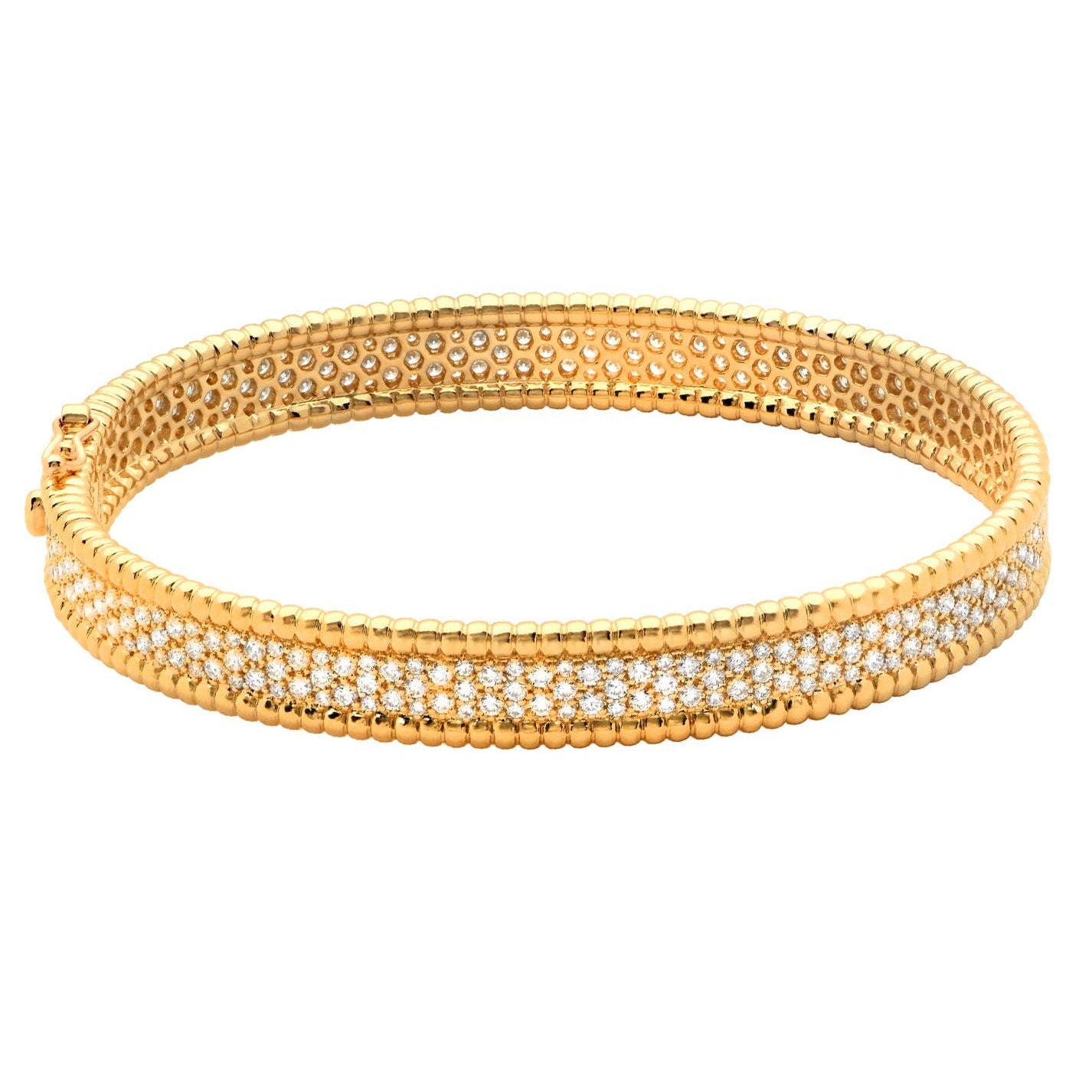 Close-up view of the Exquisite 293-Diamond 18K Yellow Gold Bracelet by Vivid Diamonds, featuring a stunning arrangement of diamonds in a gold setting.
