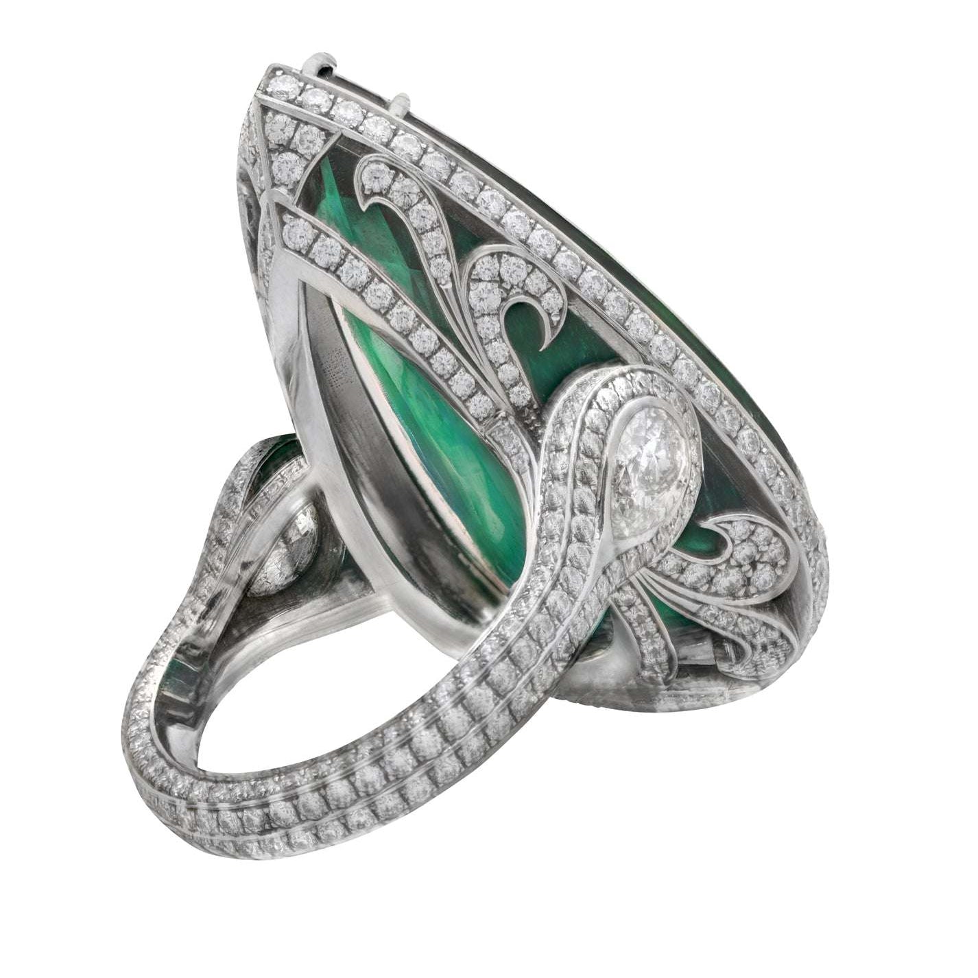 20.47ct Emerald & Diamond Platinum Ring – V49962 Vivid Diamonds