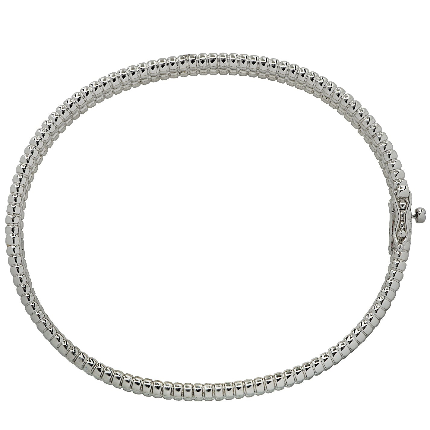 Elegant Vivid Diamonds 2.88 Carat Diamond Bangle Bracelet showcasing a smooth white gold design with a hidden box clasp, perfect for luxury jewelry collections.