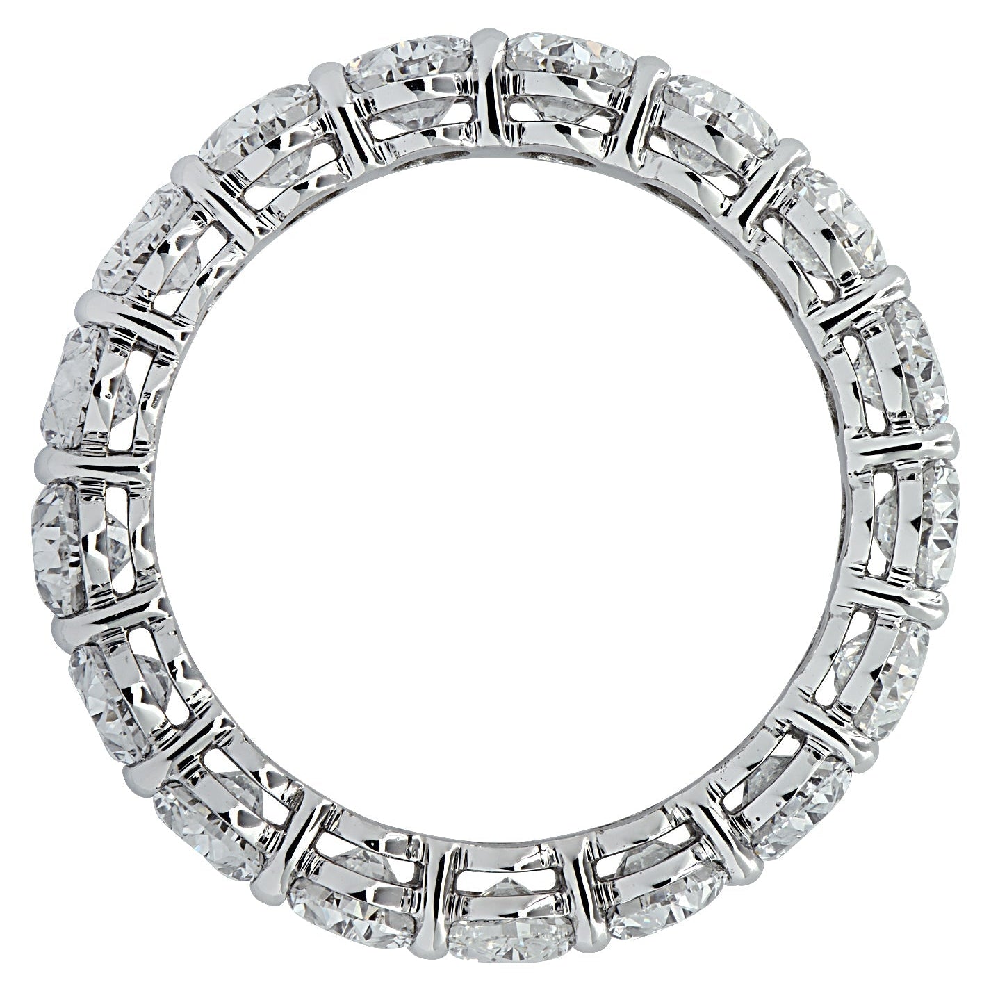 Sophisticated 5.32 Carat Oval Cut Diamond Eternity Band in Platinum by Vivid Diamonds, featuring a continuous circle of radiant oval diamonds for timeless elegance.