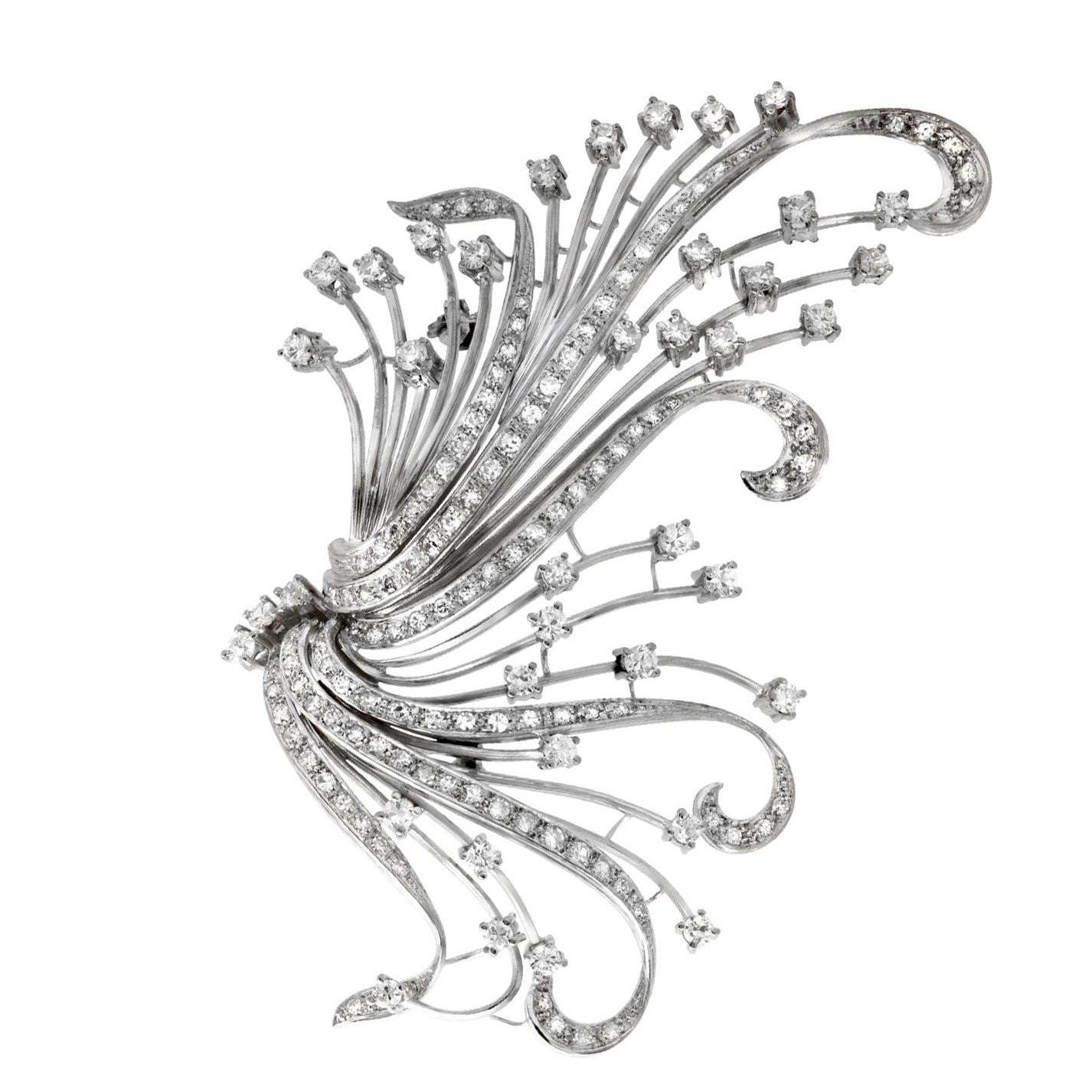 Exquisite 2.50ct Diamond Brooch in 18k White Gold by Vivid Diamonds – An intricate design highlighting the brilliance of diamonds with a sophisticated, luxurious appeal.