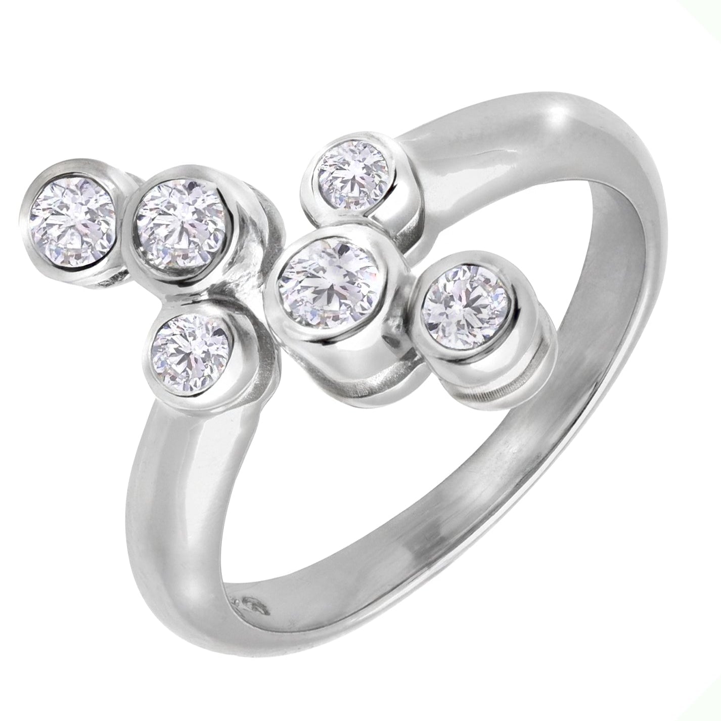 Elegant 14K White Gold Diamond Ring with 0.45 Carats of Round Brilliant Diamonds by Vivid Diamonds, featuring a stylish and contemporary design with sparkling diamonds elegantly set on a polished band.